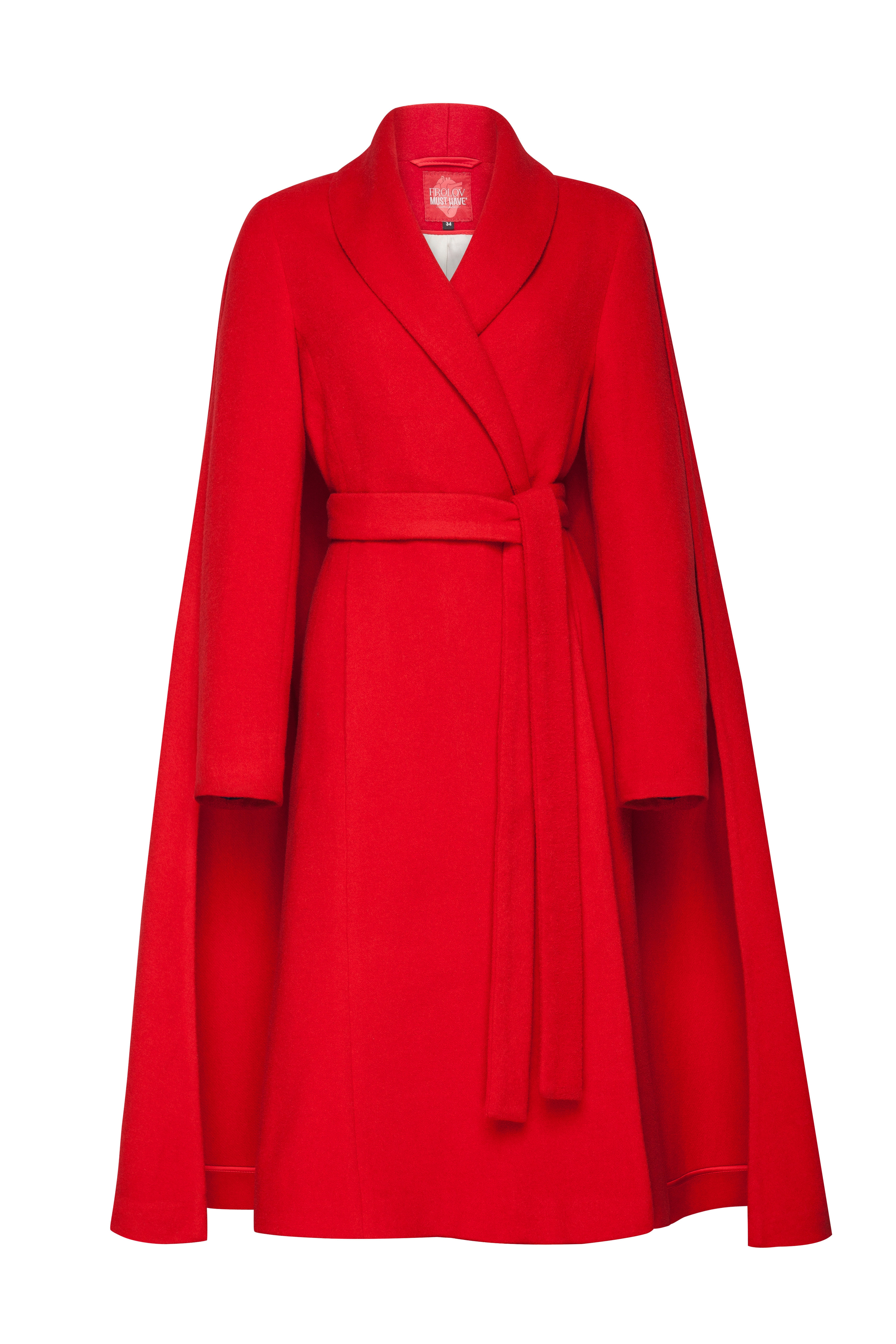 Червоне пальто-кейп з поясом FROLOV × MUST HAVE, фото 6