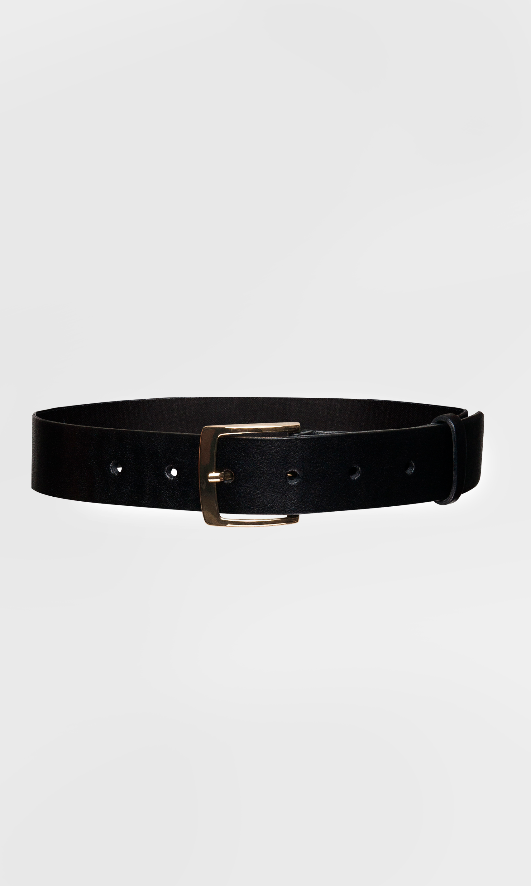 Black leather belt with square metal buckle, photo 3