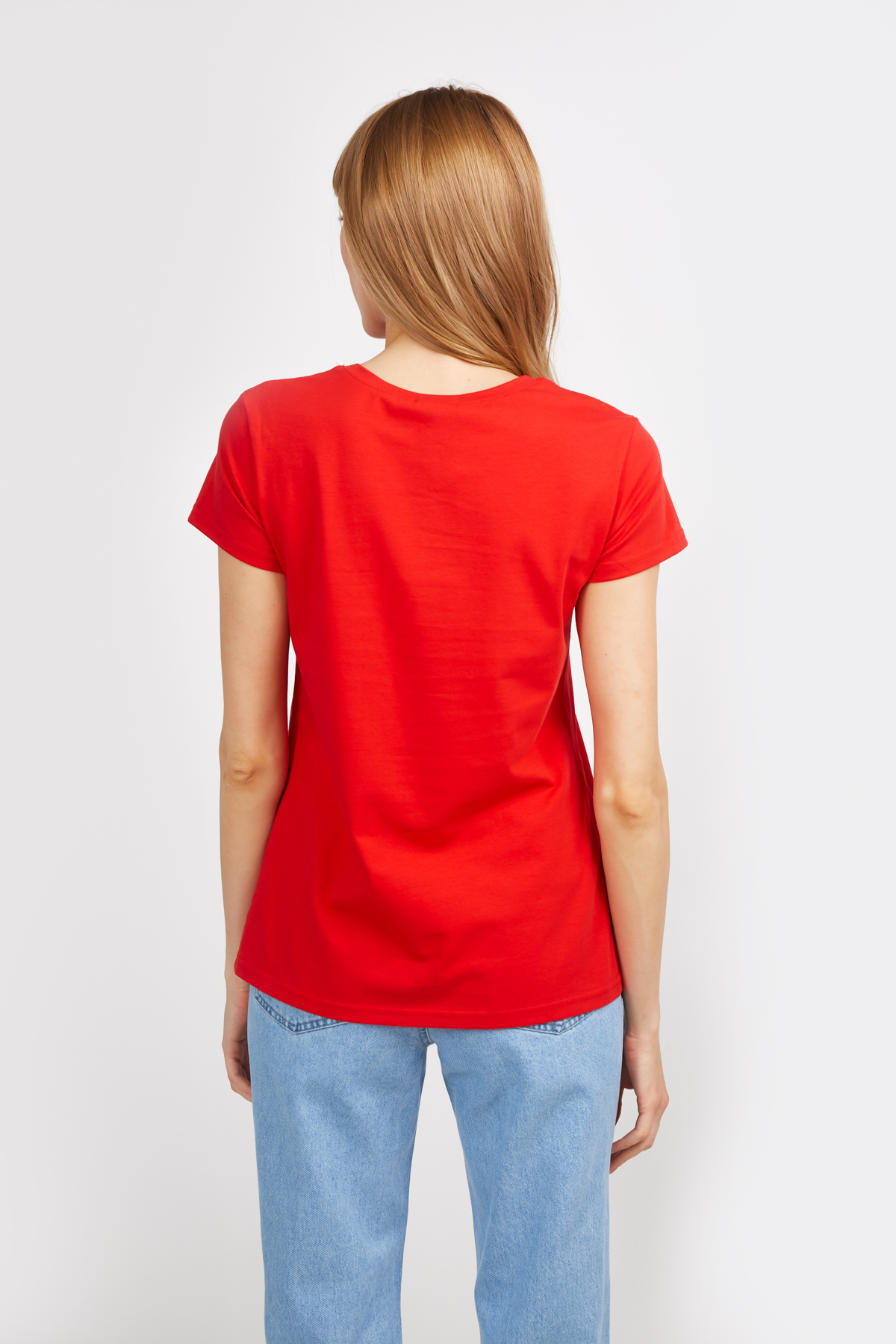 Red T-shirt and front text print «Справжня», photo 2