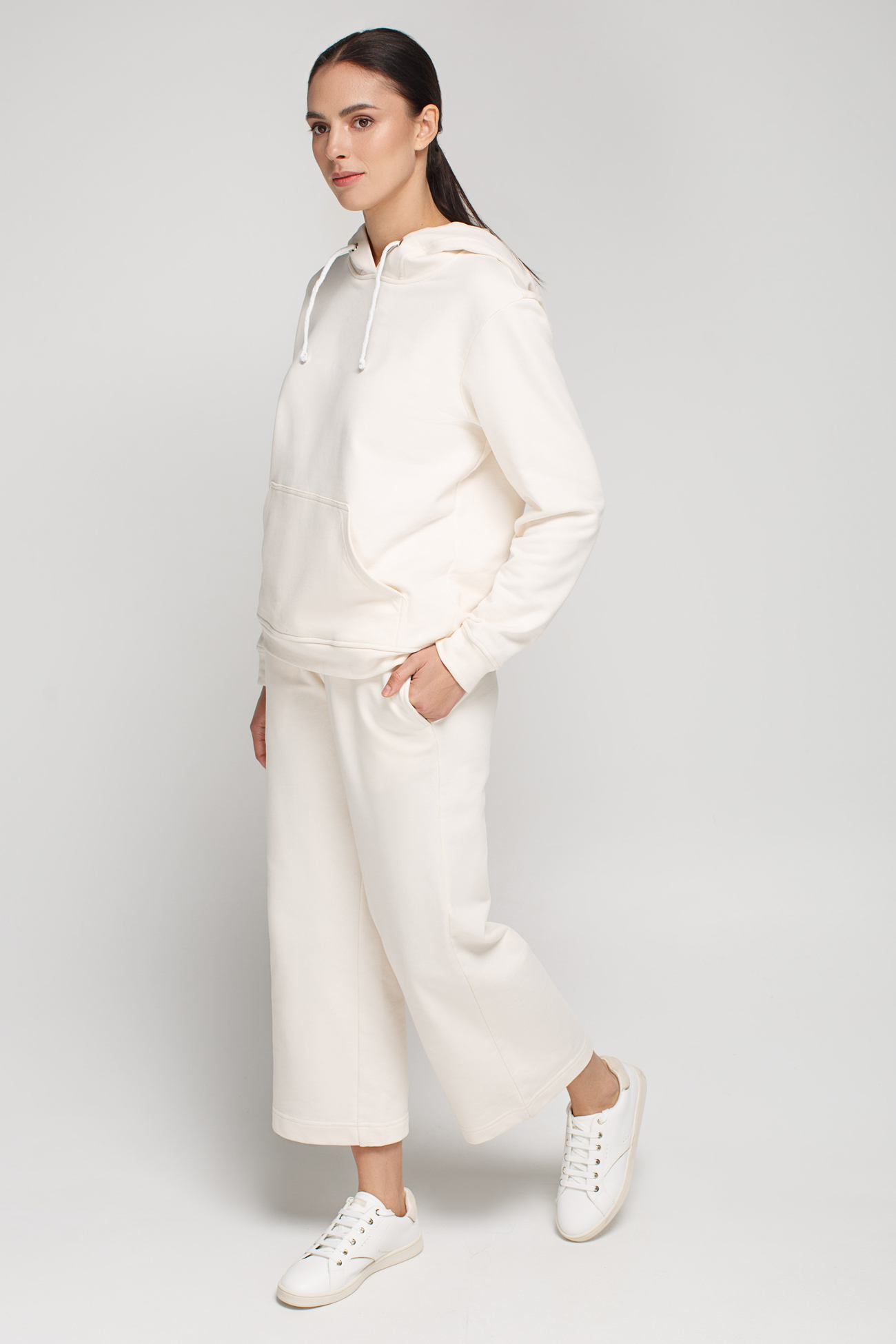 Milky white knit culottes with pockets , photo 1