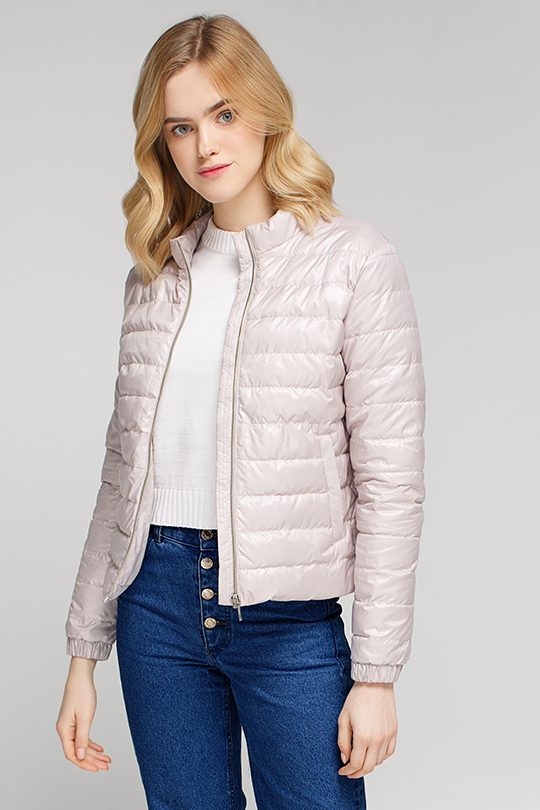 Pale pink puffer jacket with welt pockets, photo 1