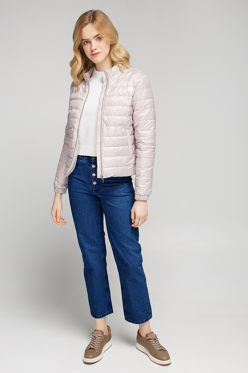 Pale pink puffer jacket with welt pockets, photo 2