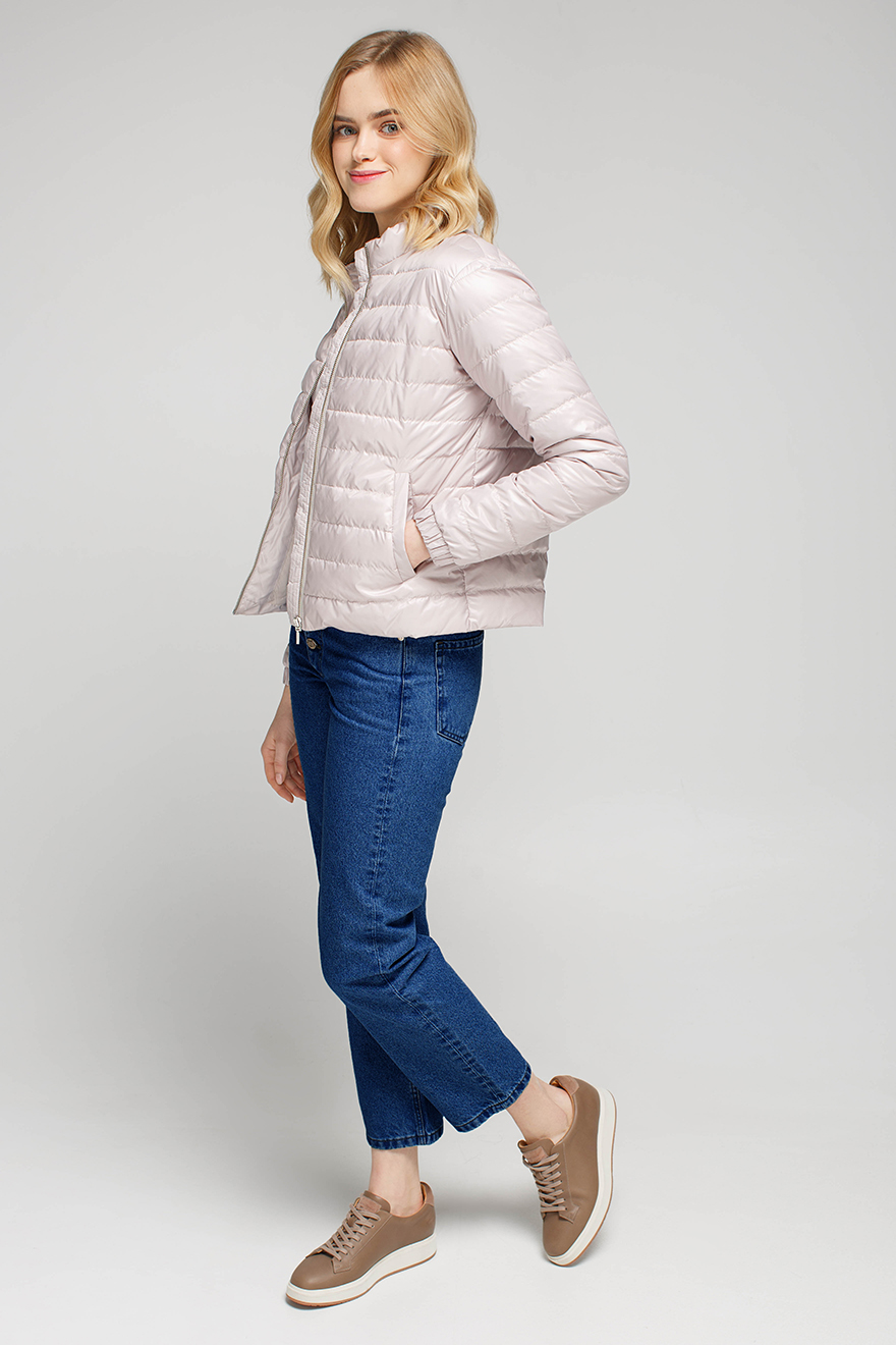 Pale pink puffer jacket with welt pockets, photo 3