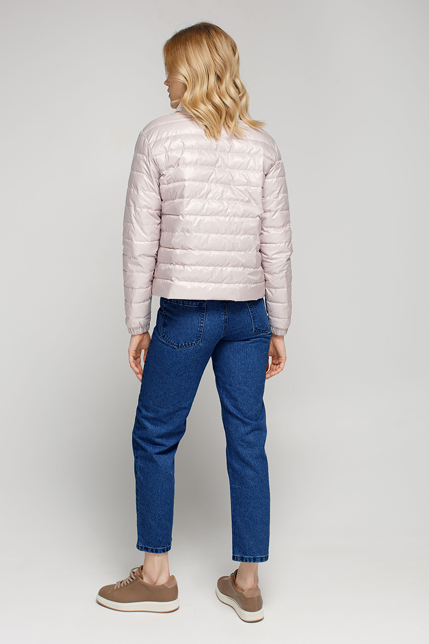 Pale pink puffer jacket with welt pockets, photo 4