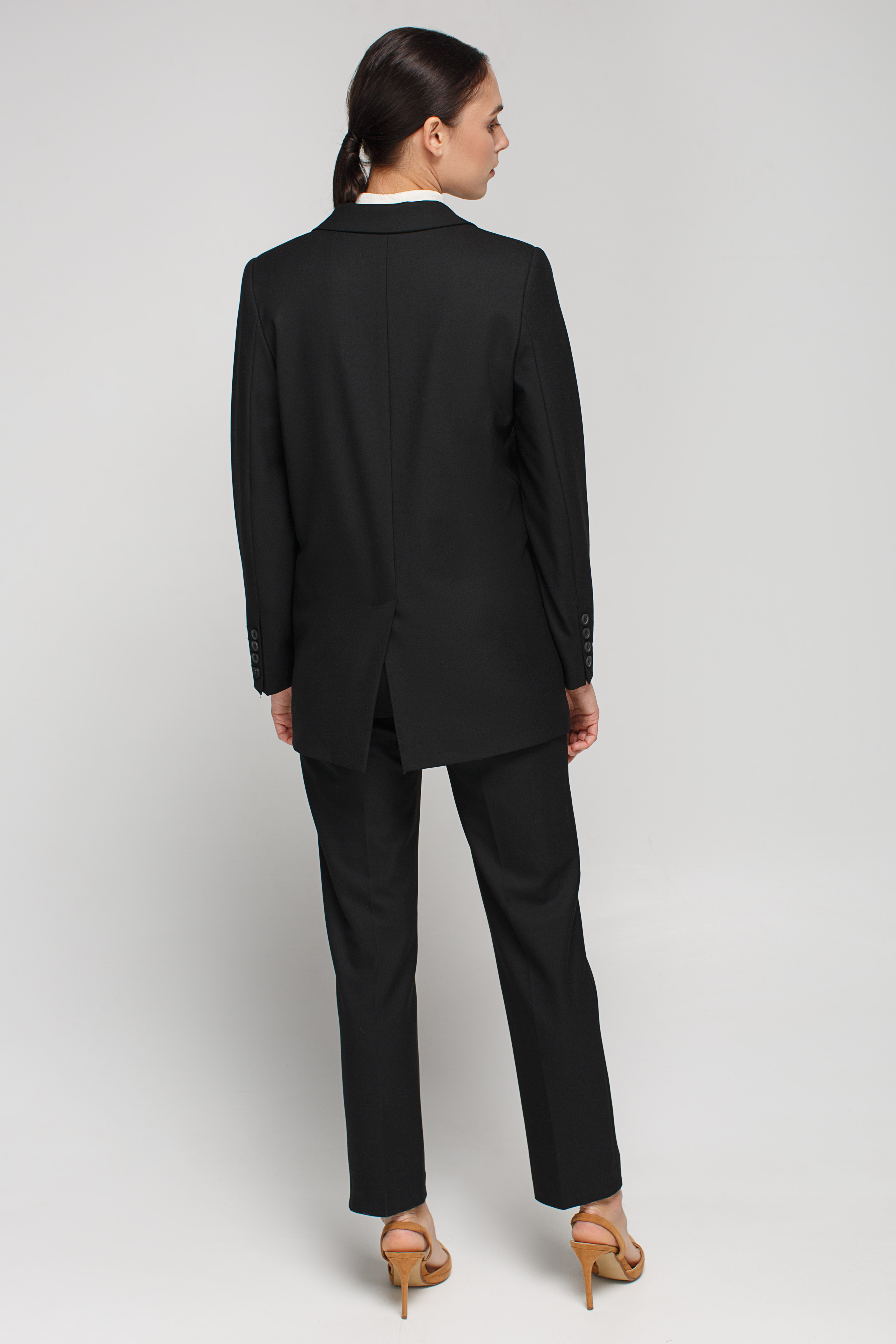 Чорні брюки прямого крою з розрізами спереду , фото 3