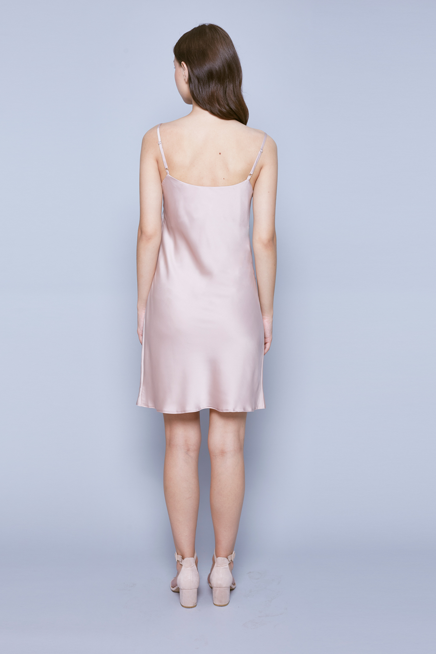 Сукня-комбінація пудрового кольору довжини міні, фото 4