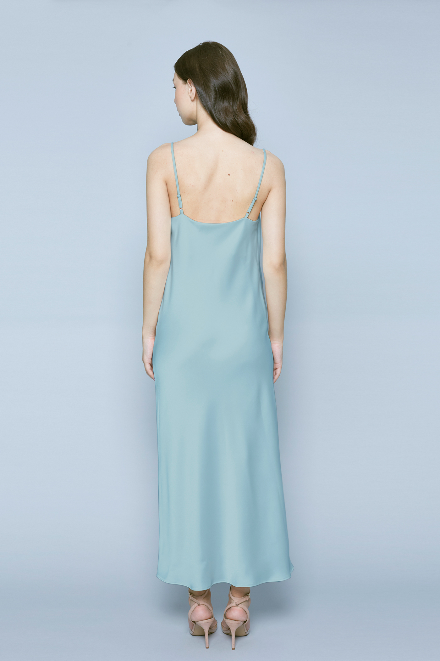 Сукня-комбінація фісташкового кольору зі складкою в області декольте, фото 3
