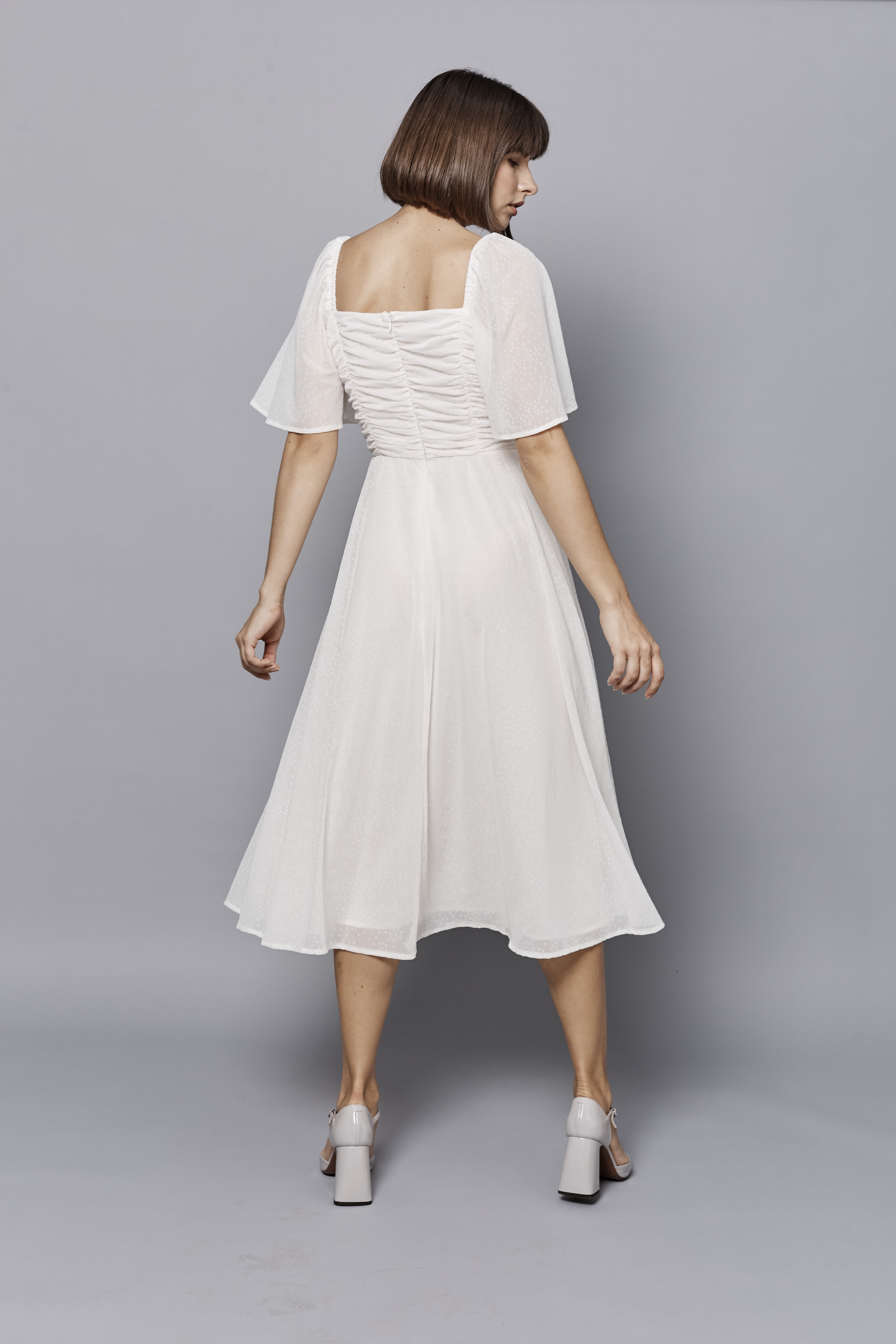 Сукня міді кольору екрю з рукавами кльош, фото 5