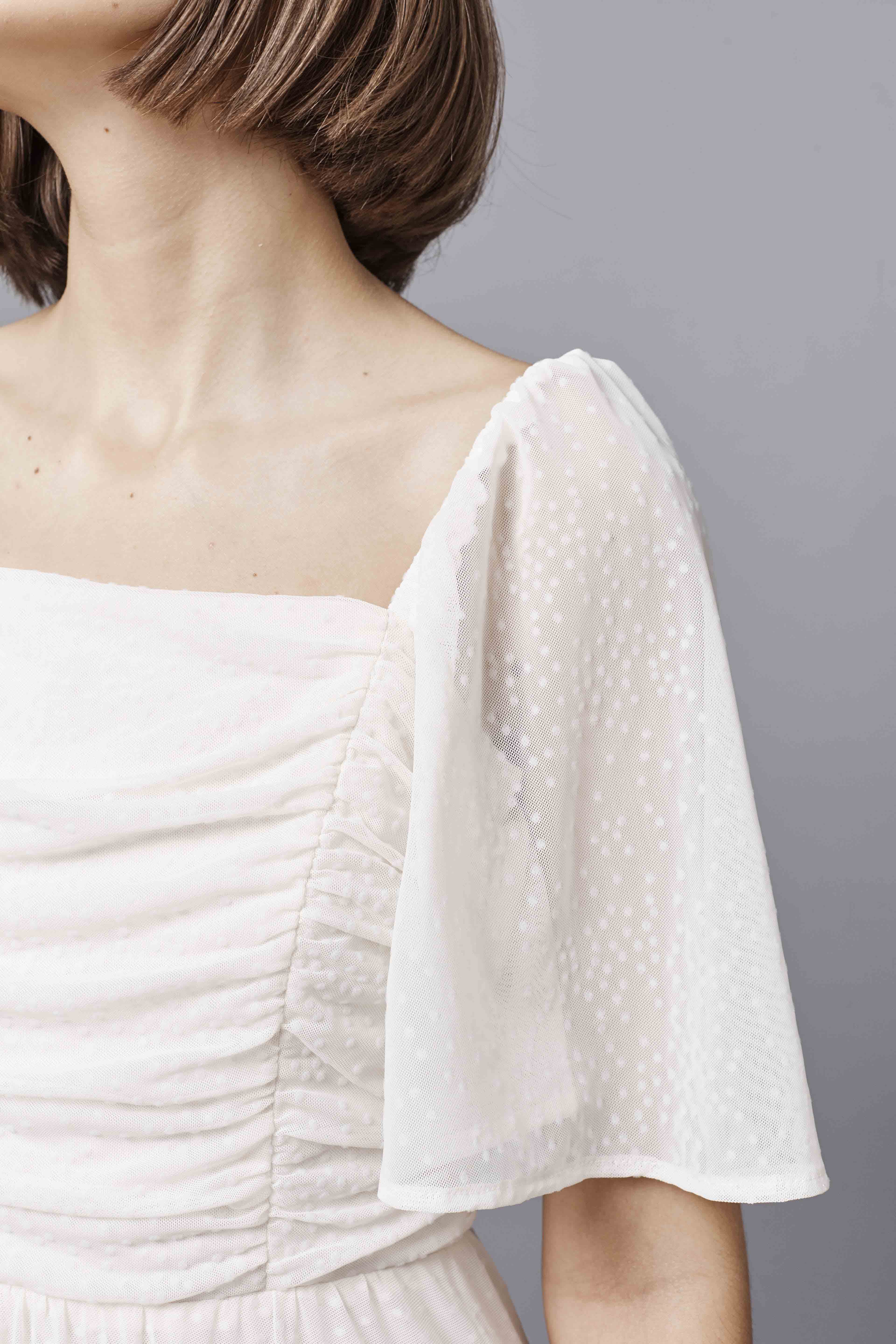 Сукня міді кольору екрю з рукавами кльош, фото 6