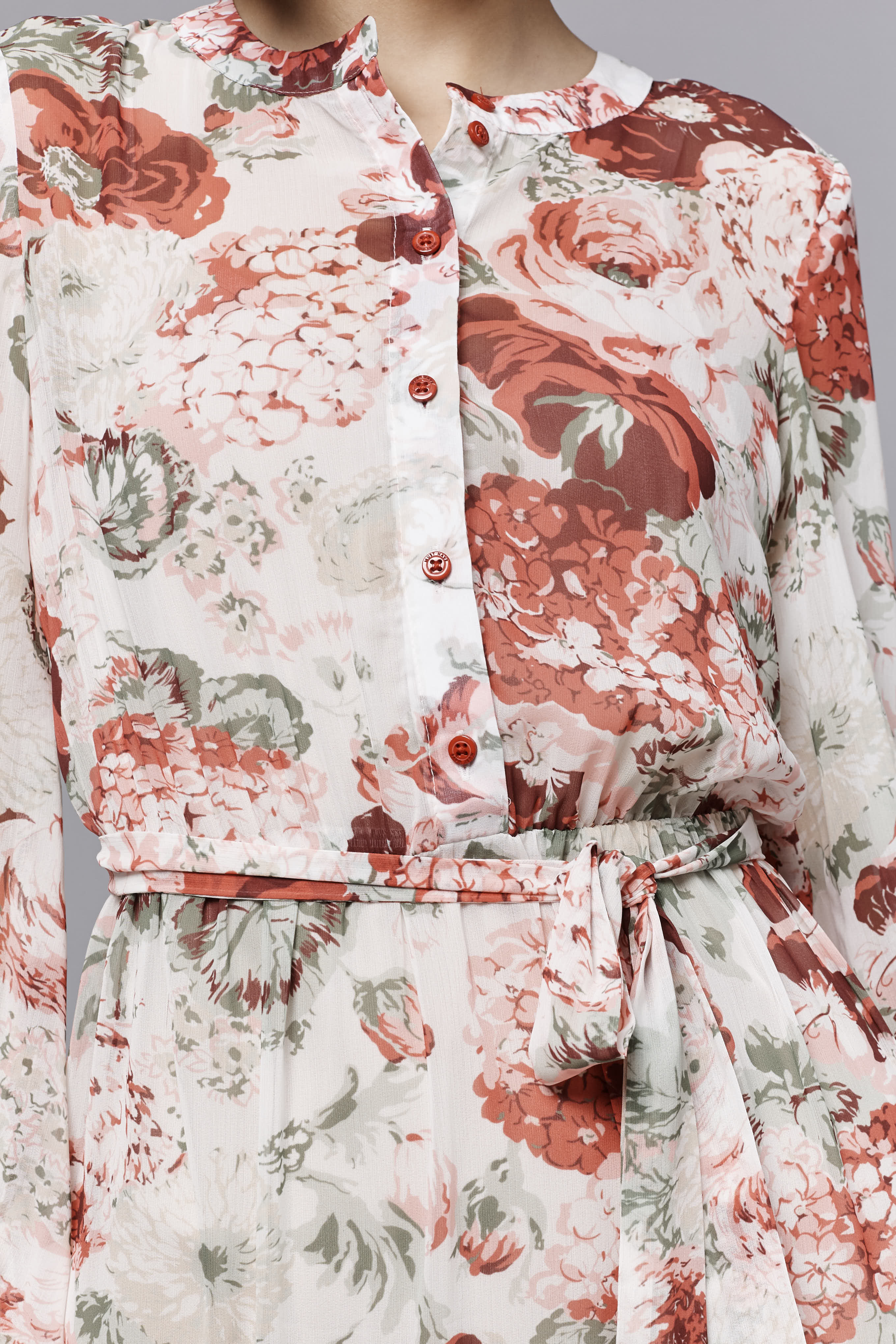 Сукня міді з принтом "червоні квіти" на гудзиках, фото 7