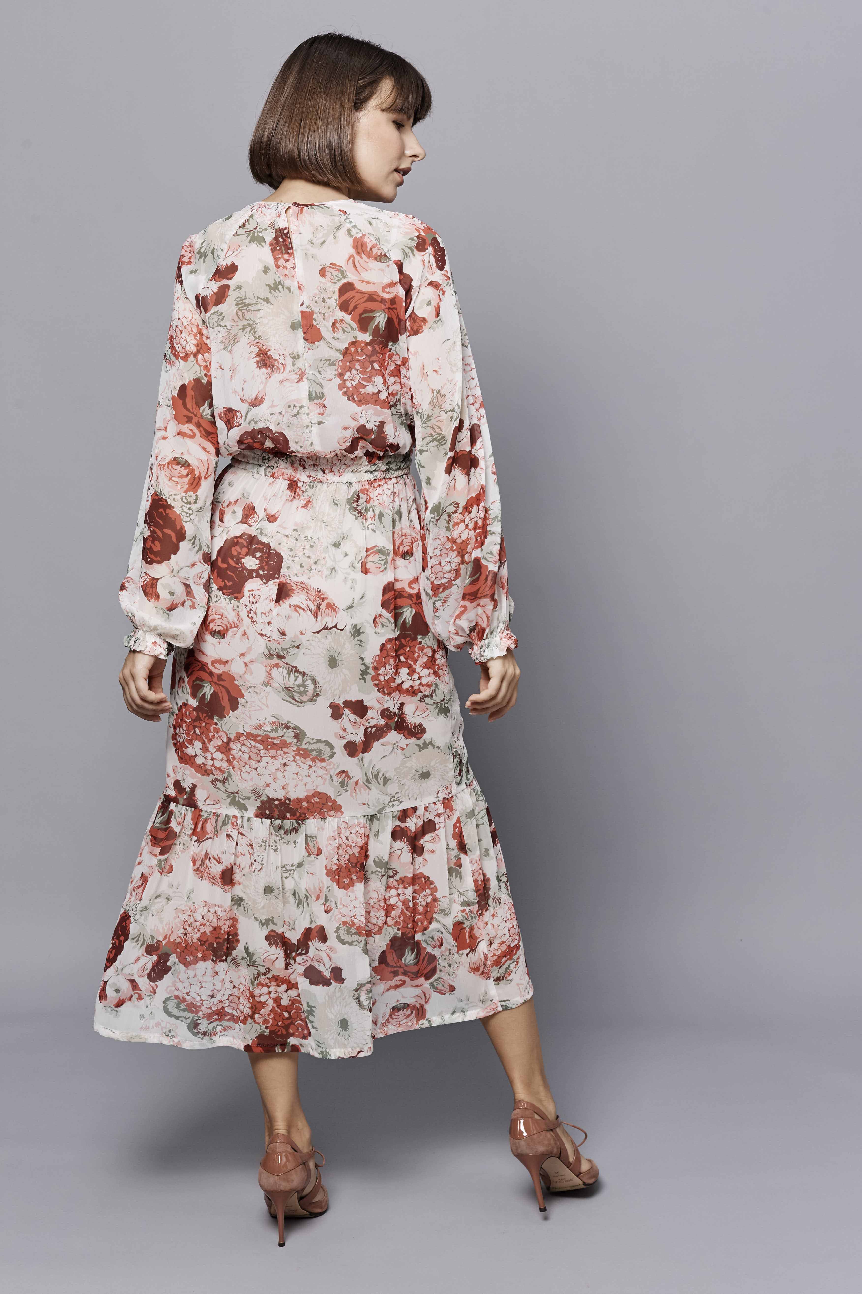 Сукня міді з принтом "червоні квіти", фото 3