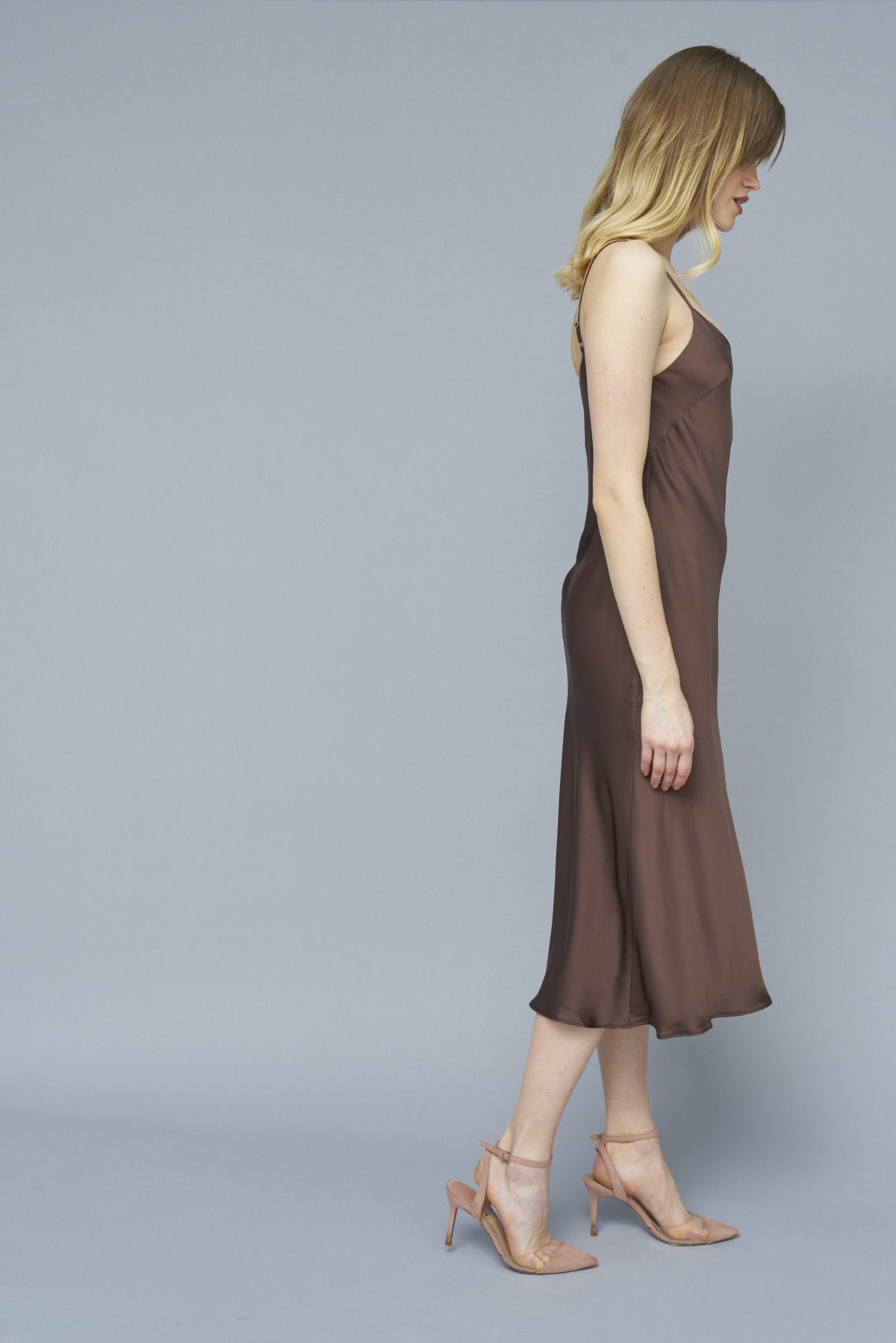 Dark brown midi slip dress, photo 3