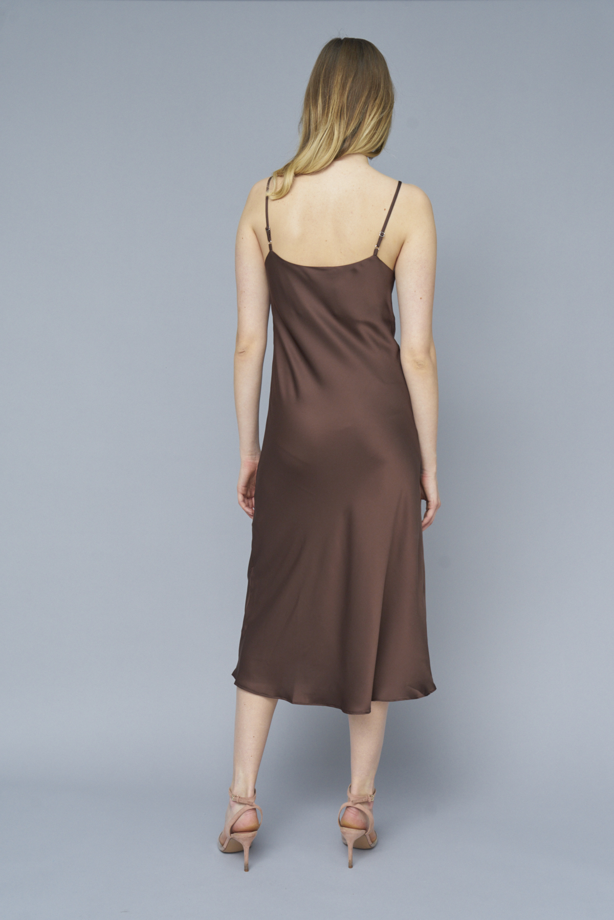 Dark brown midi slip dress, photo 4