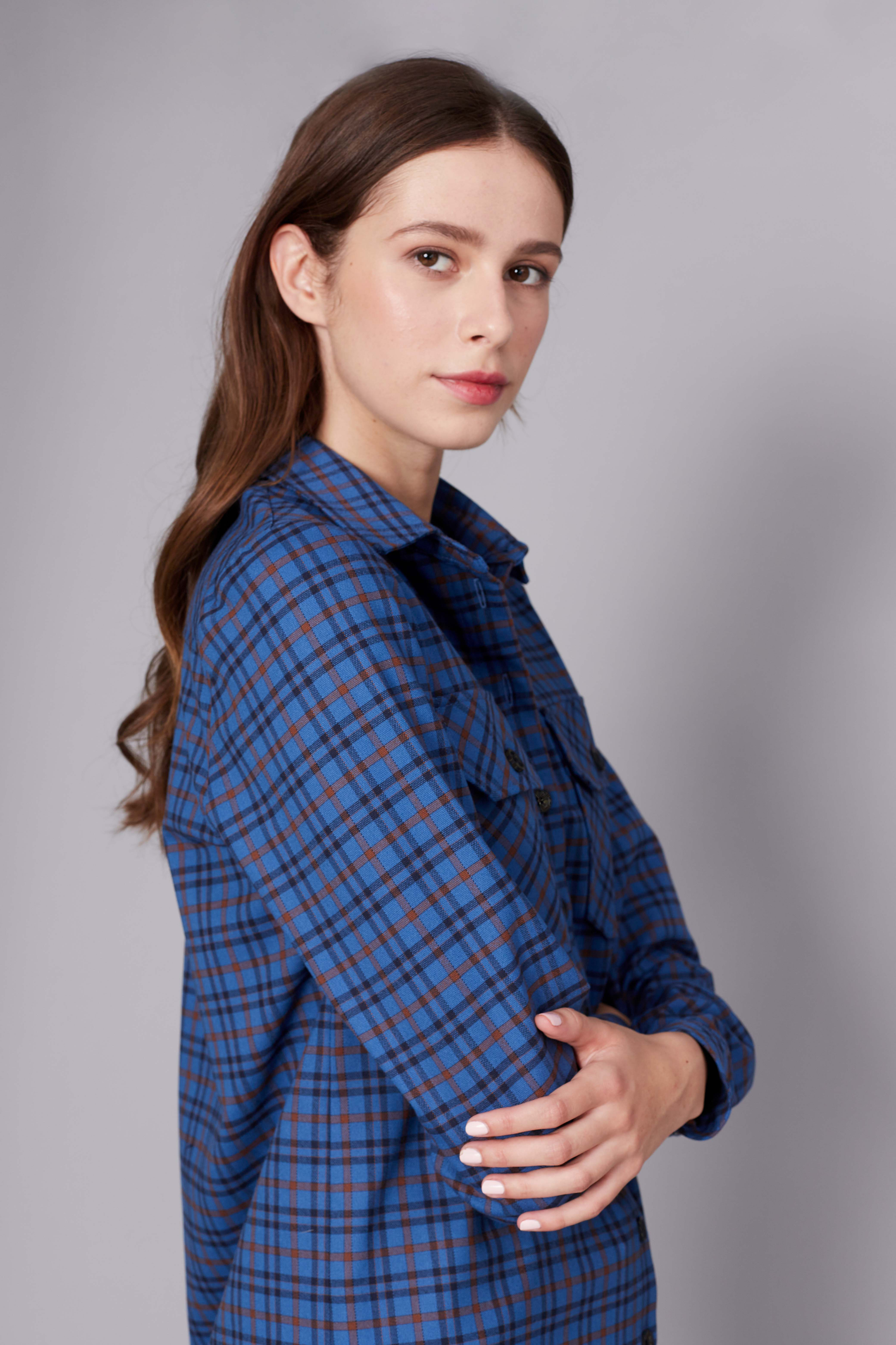 Blue checkered shirt with pockets, photo 3