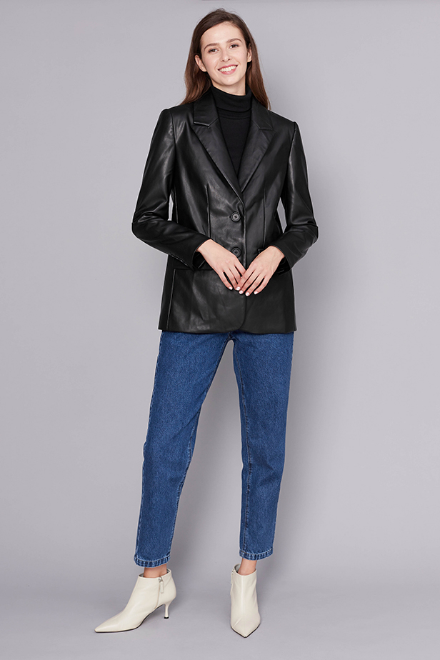Black eco-leather jacket, photo 1