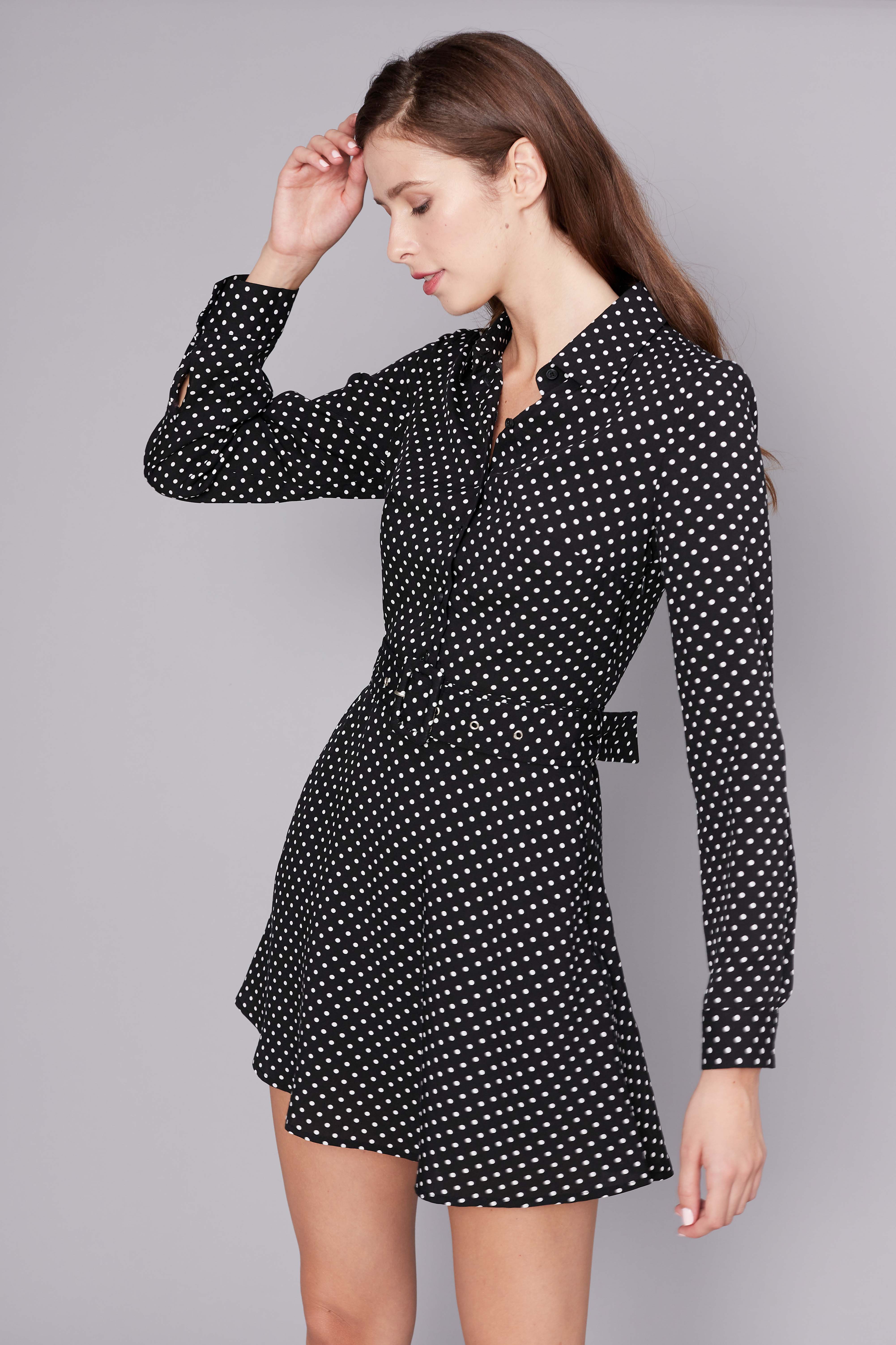 Black polka dot mini dress, photo 1