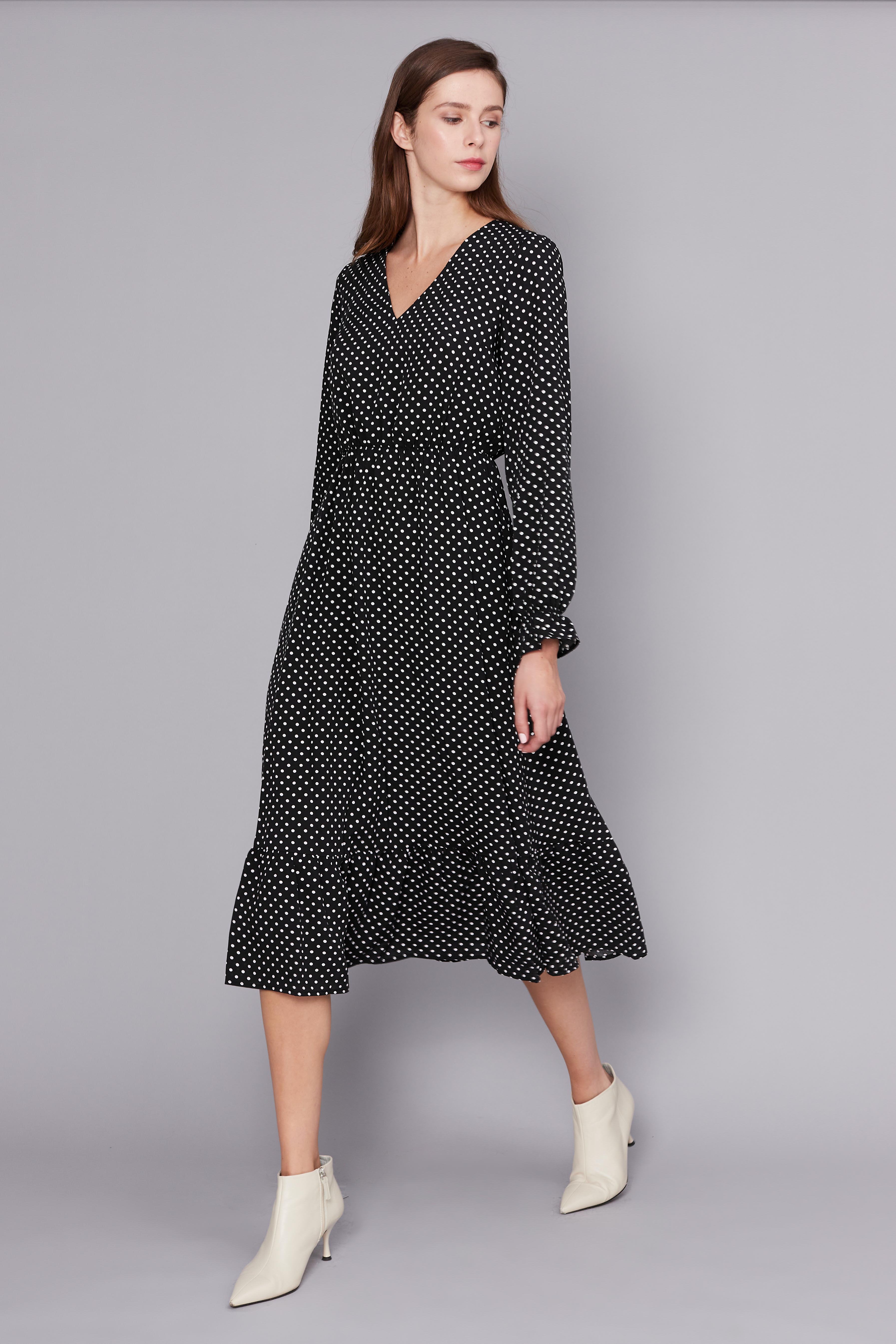 Black polka dot midi dress, photo 2