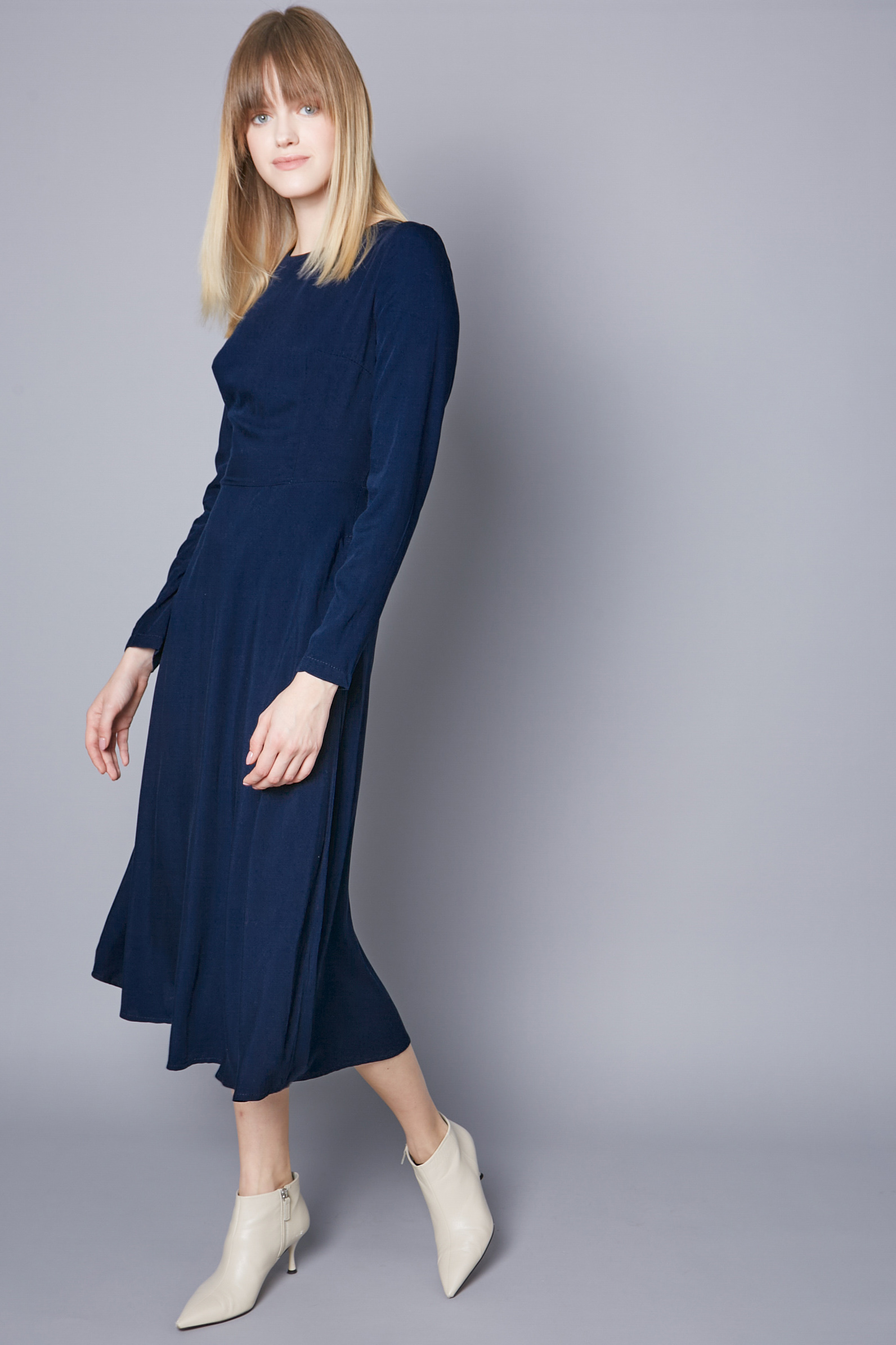 Blue midi dress with long sleeves, photo 2