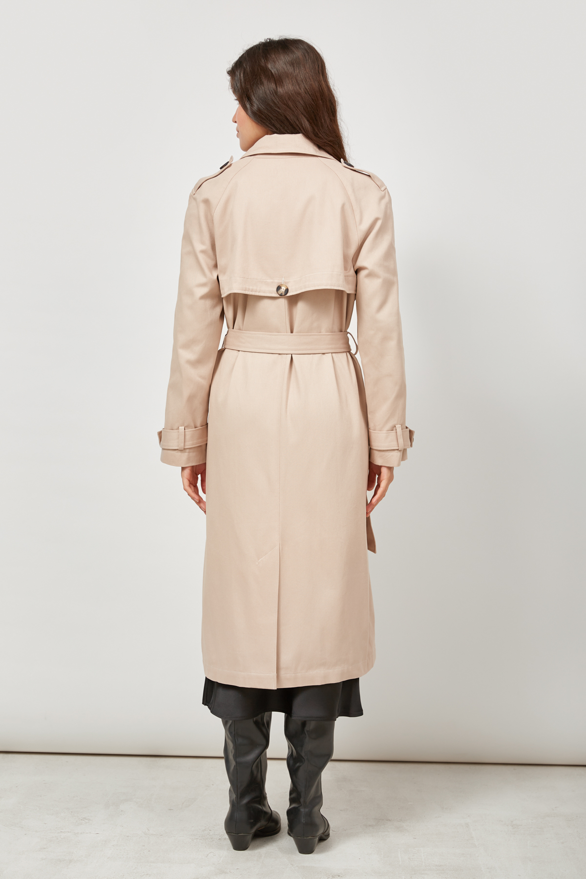 Beige midi trench coat  with horn buttons , photo 4