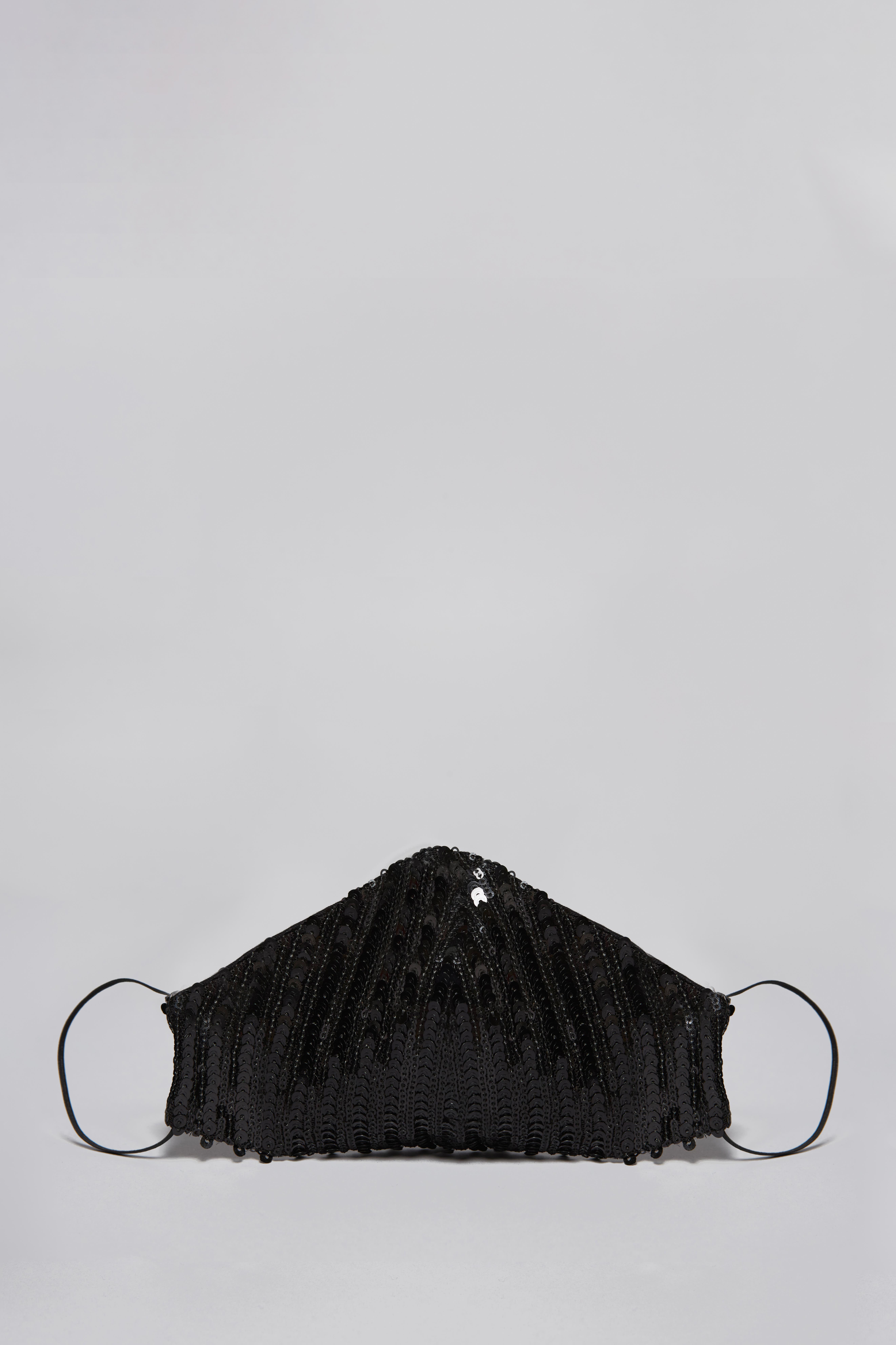 Mask with black sequins with elastic band, photo 3