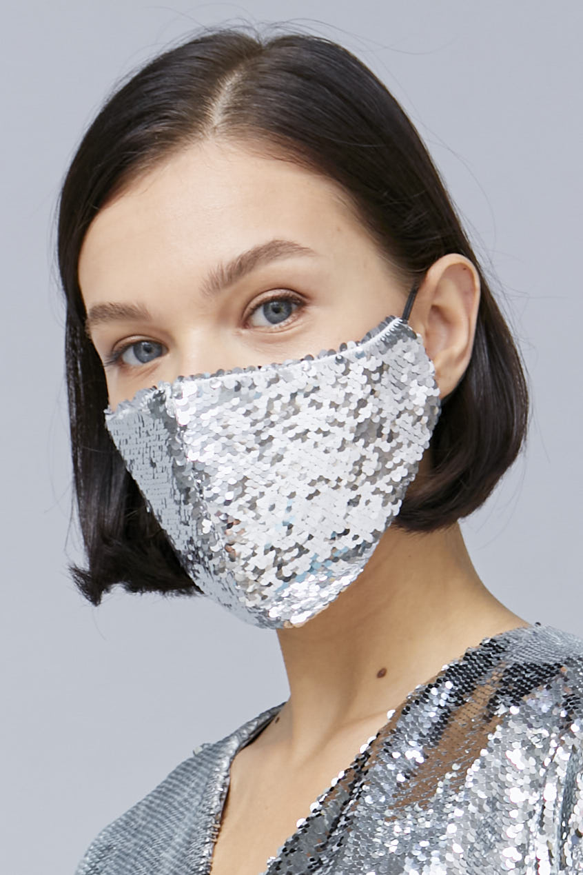 Mask with silver sequins with elastic band, photo 3
