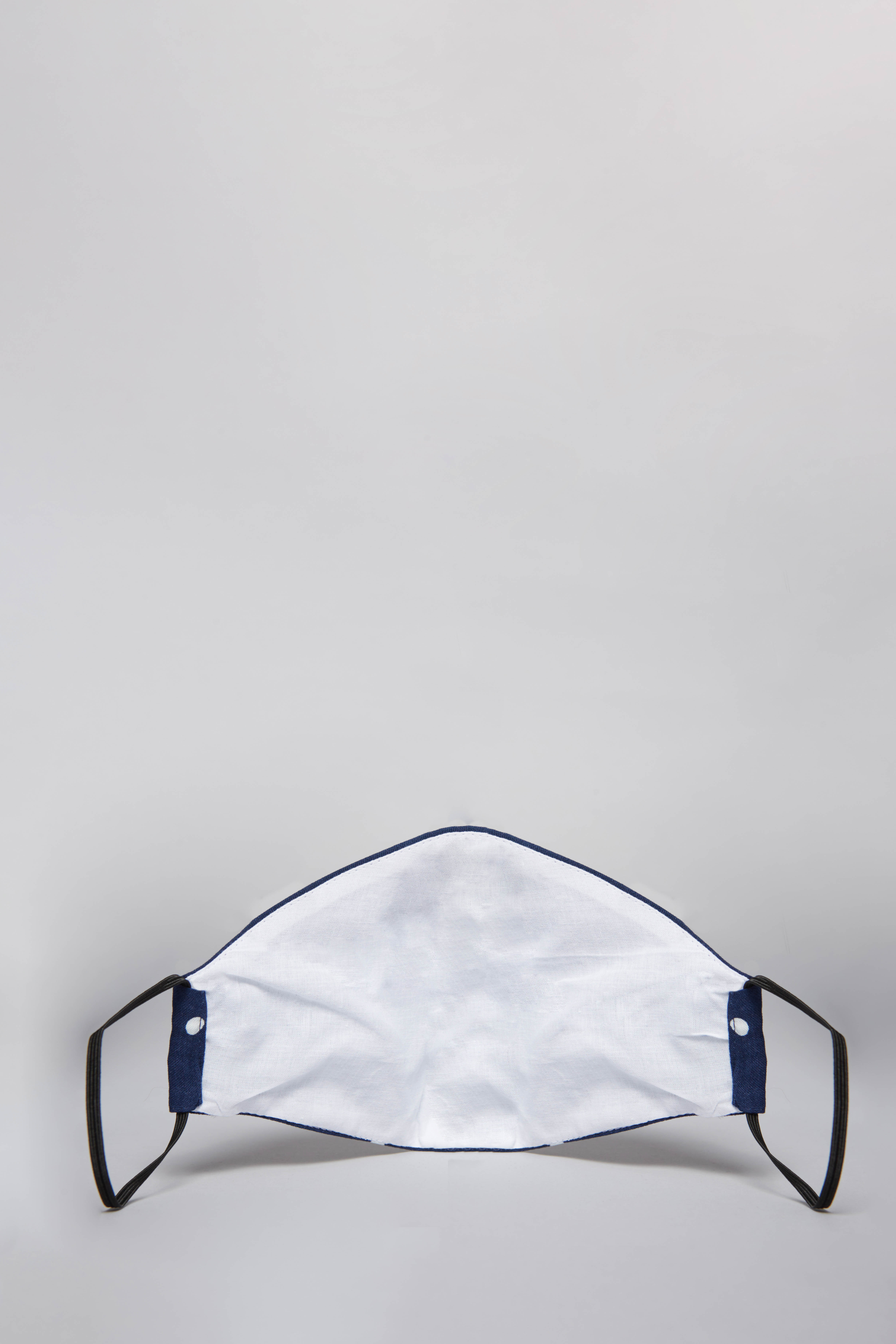 Синя маска з принтом білий горох на резинці з віскози, фото 4