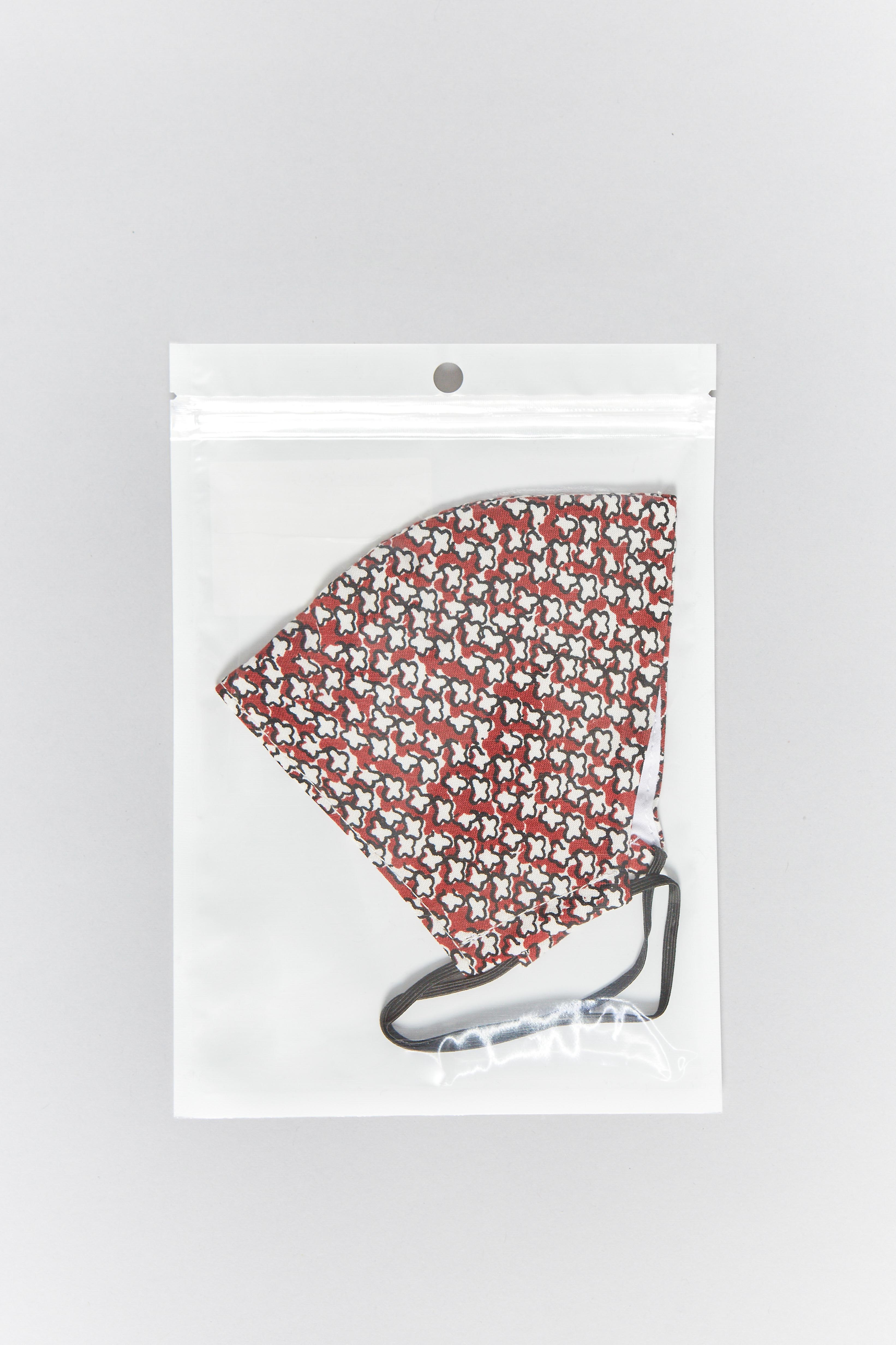 Viscose mask with red and white print, photo 5