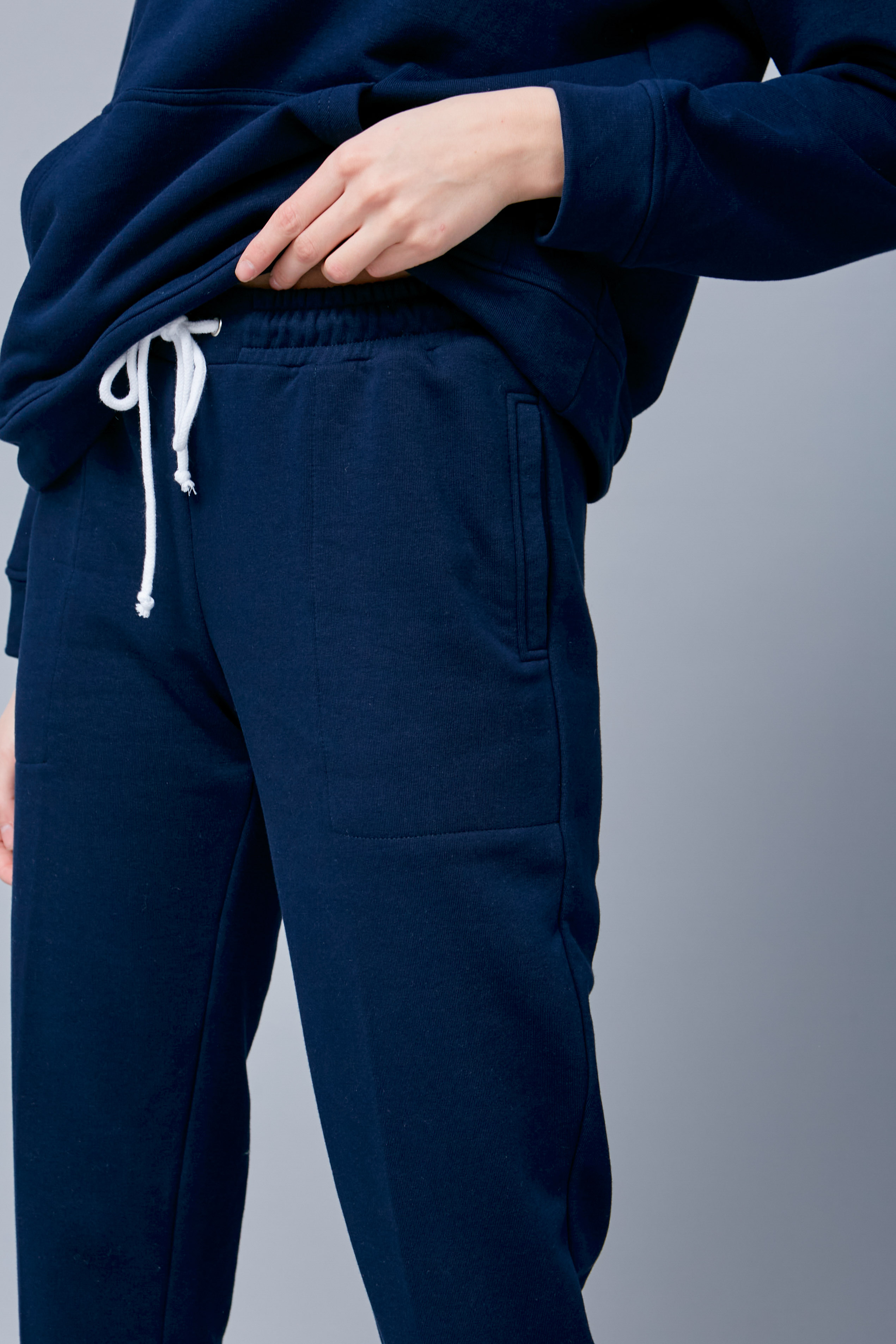 Сині трикотажні брюки прямого крою зі стрілками, фото 4