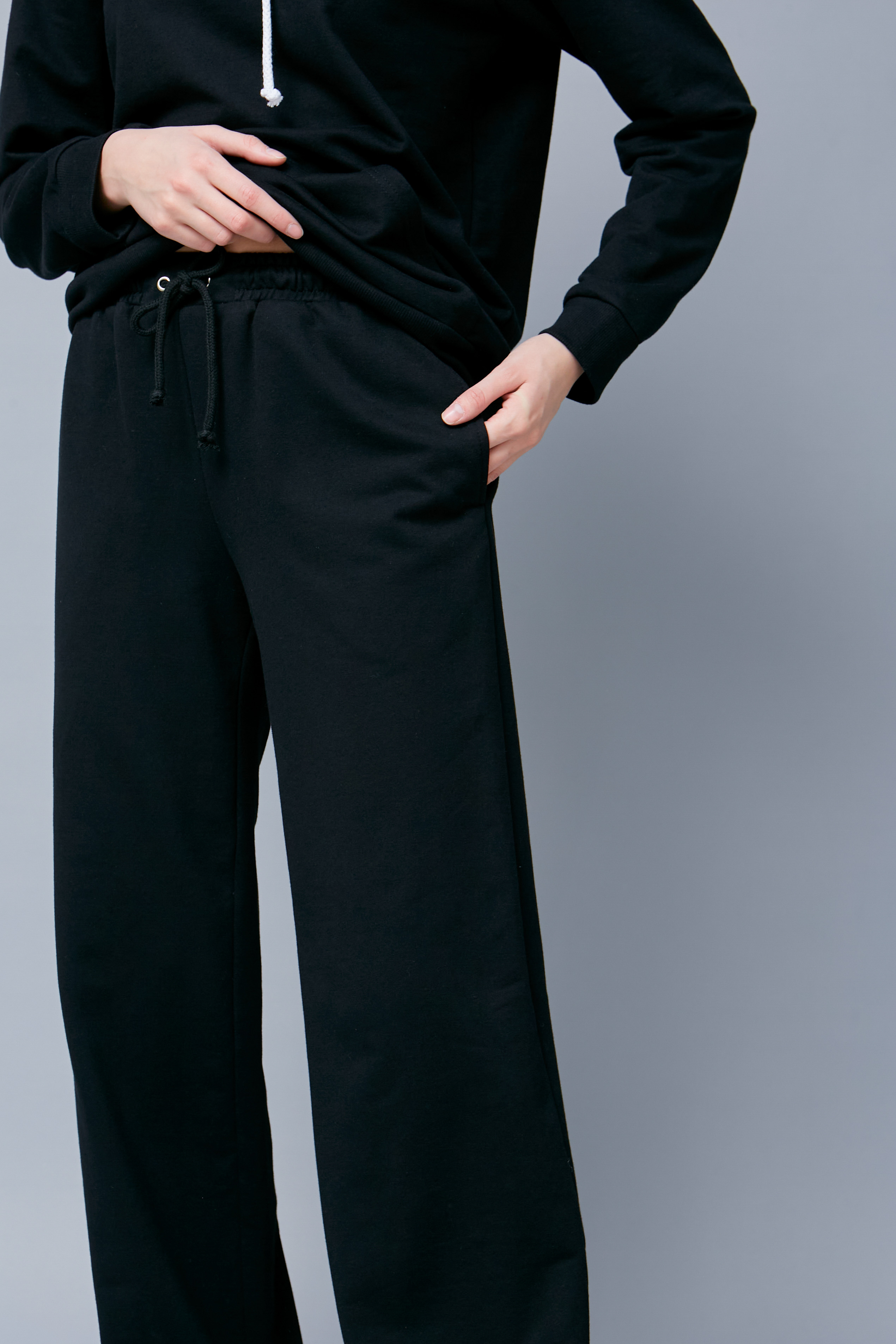 Black jersey pants with fleece, photo 1