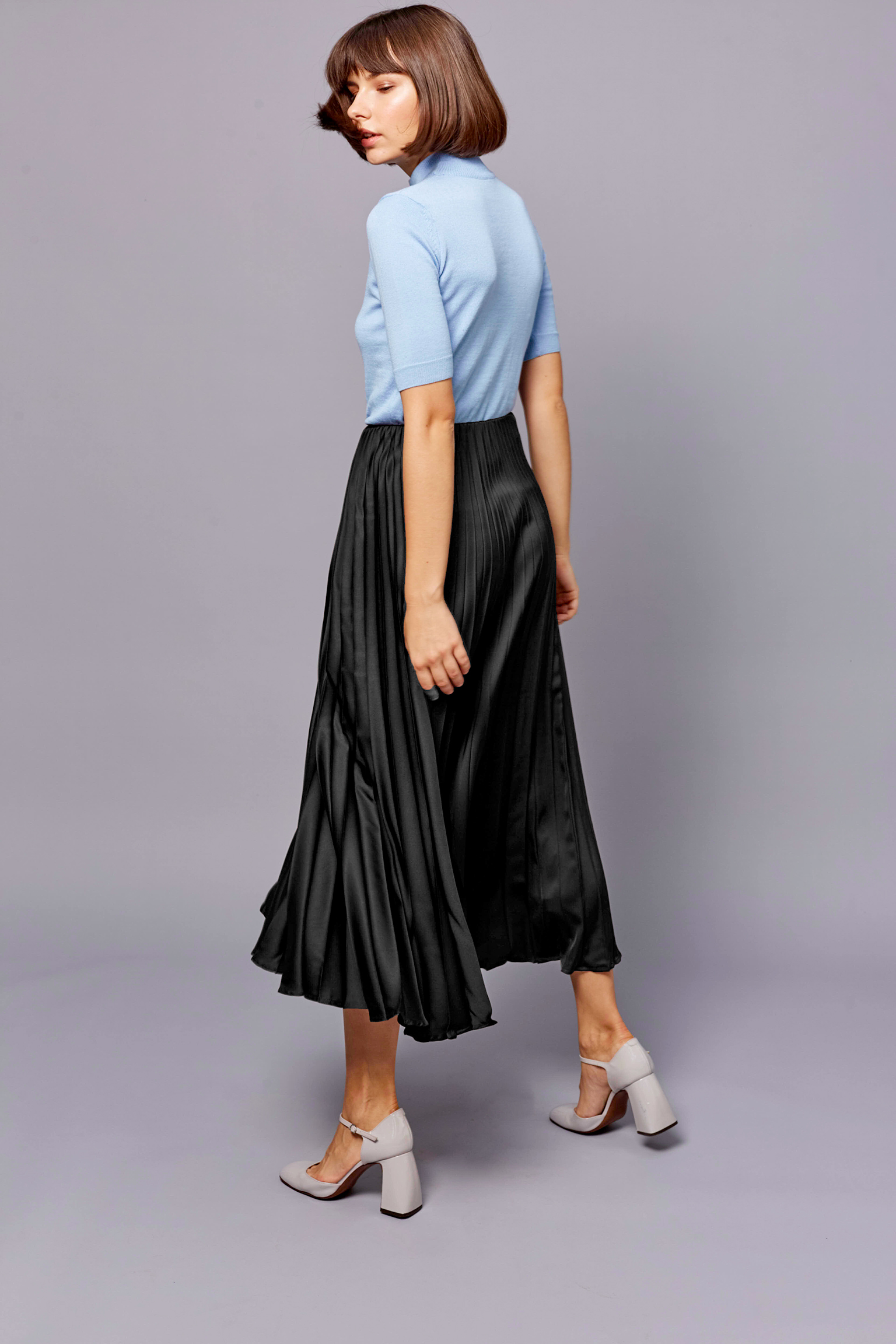 Black pleated midi skirt, photo 3