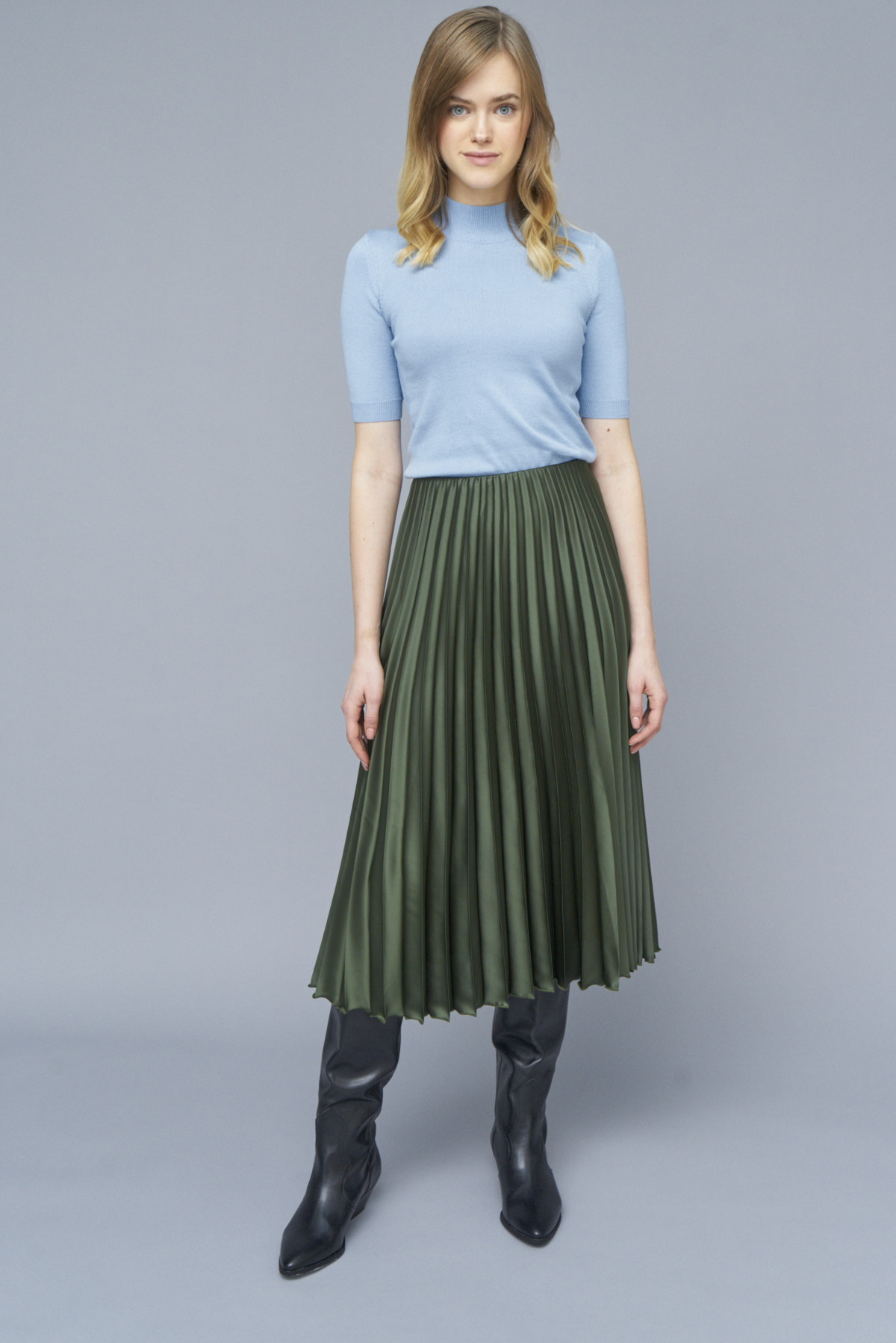 Khaki pleated midi skirt, photo 2