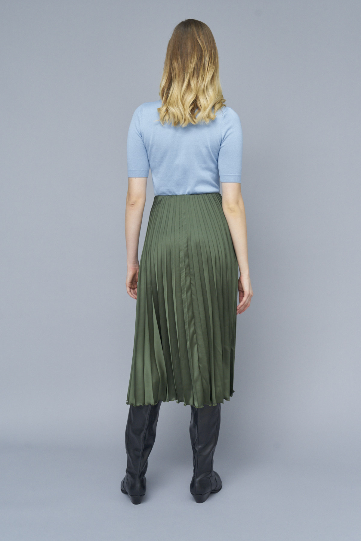 Khaki pleated midi skirt, photo 4
