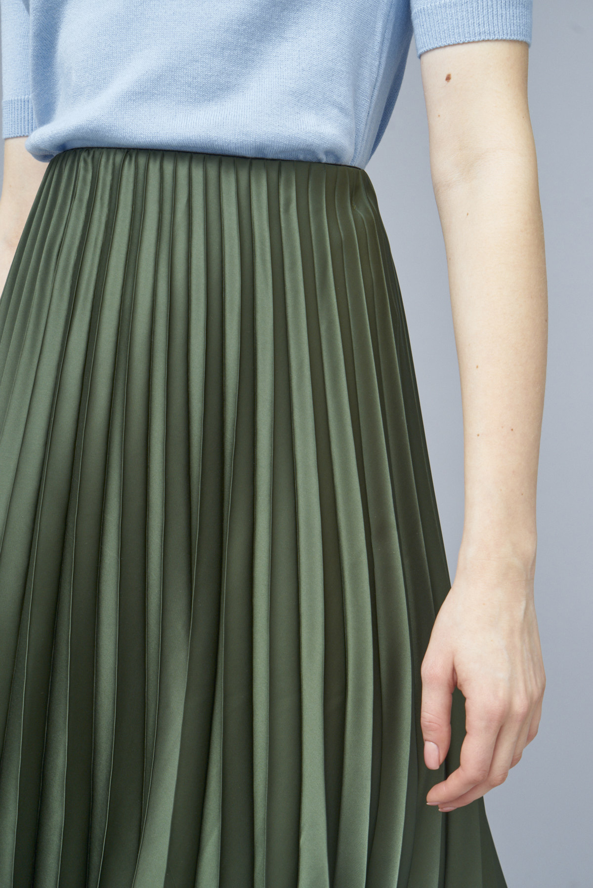 Khaki pleated midi skirt, photo 5