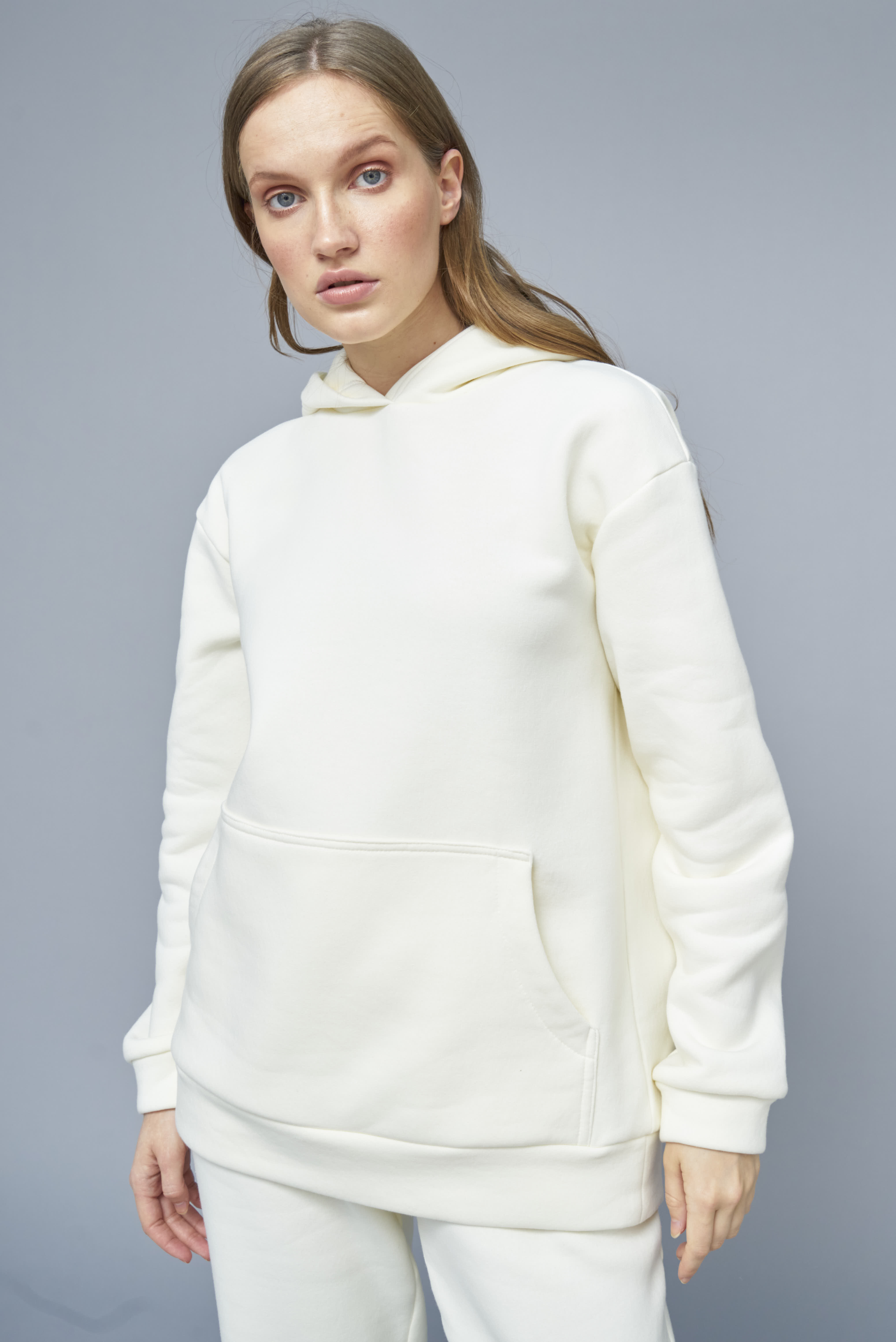 Fleece vanilla-colored hoodie, photo 1