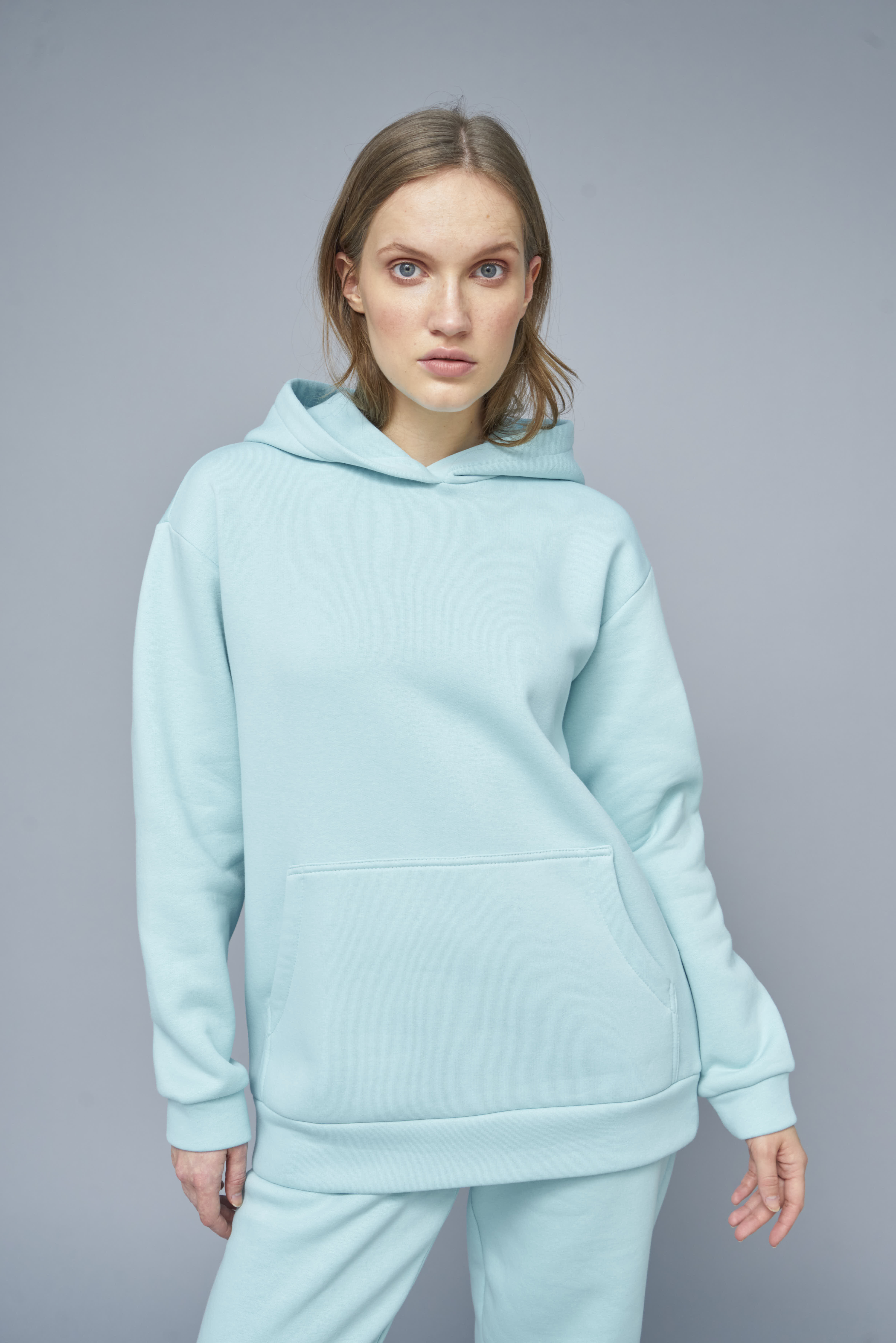 Turquoise fleece hoodie, photo 1