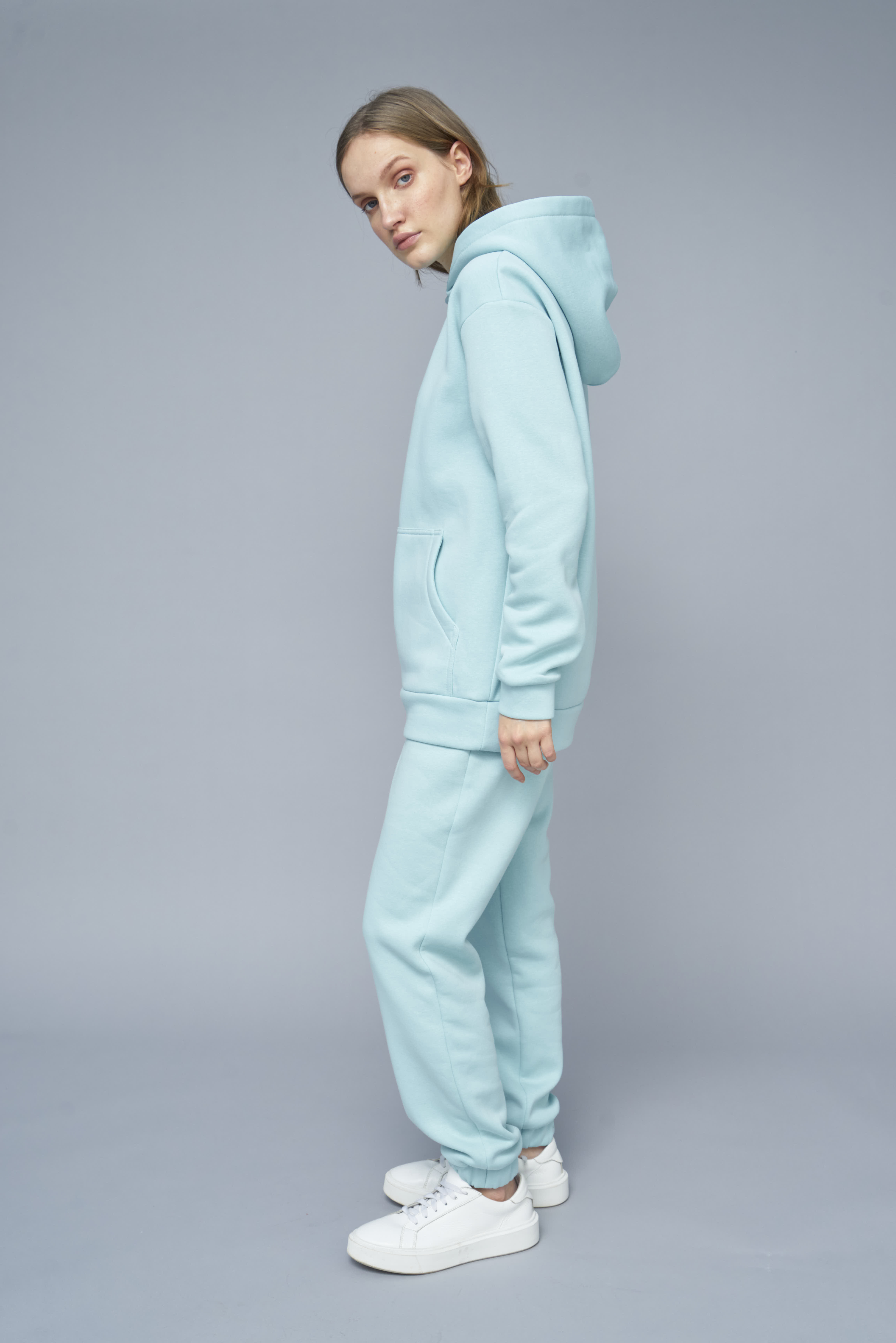 Turquoise fleece hoodie, photo 3