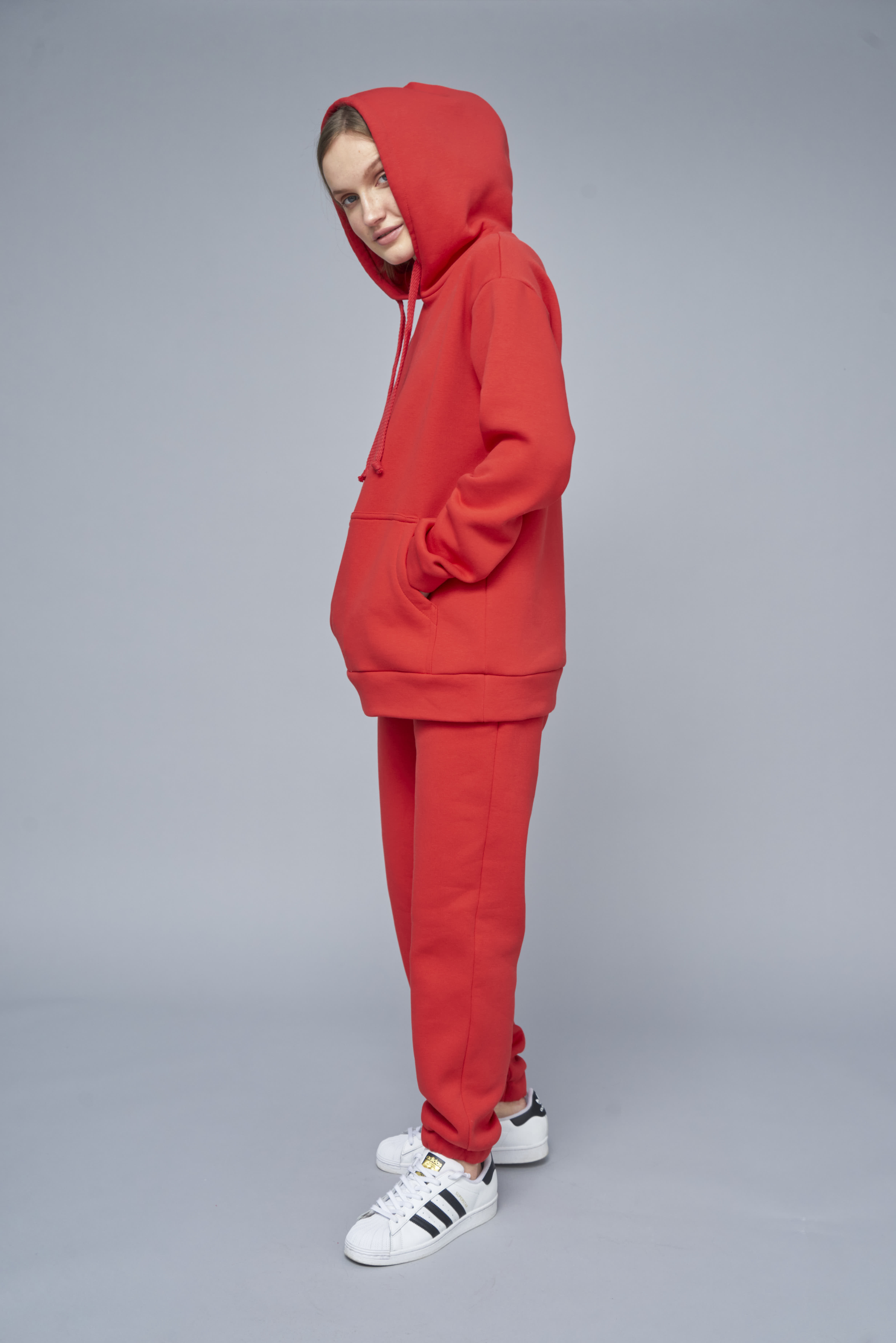 Red fleece hoodie, photo 3