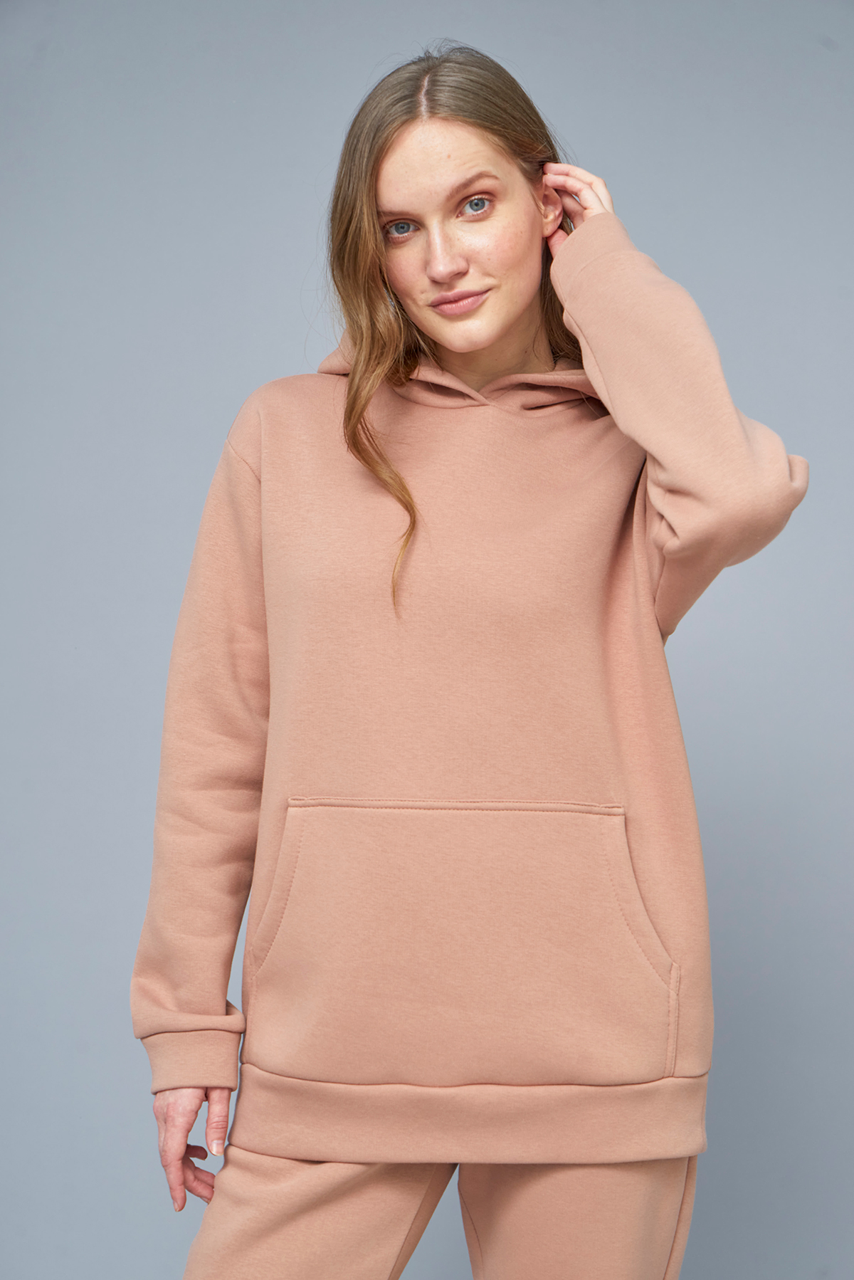 Fleece almond-colored hoodie, photo 3