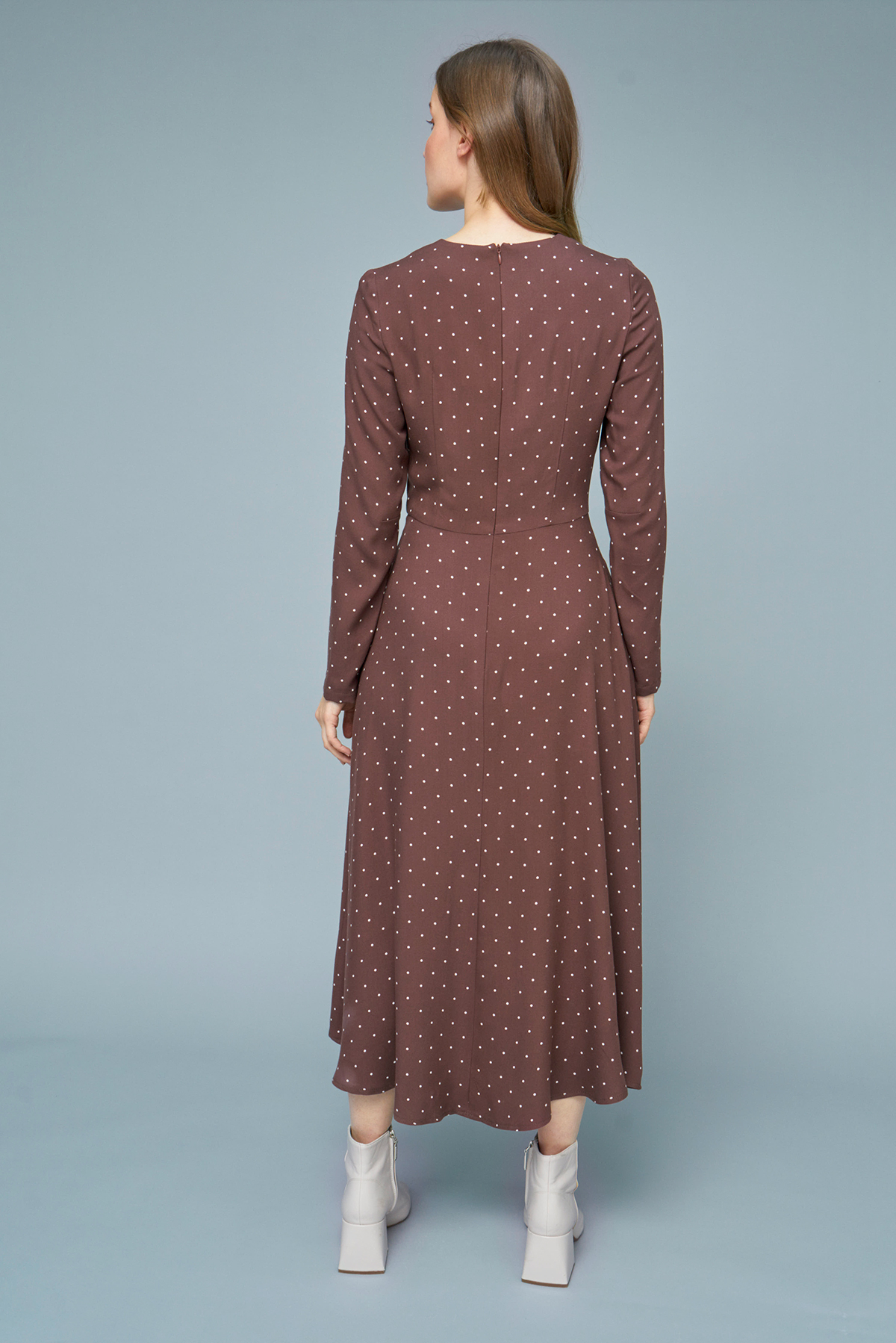 Brown midi dress with print, photo 3