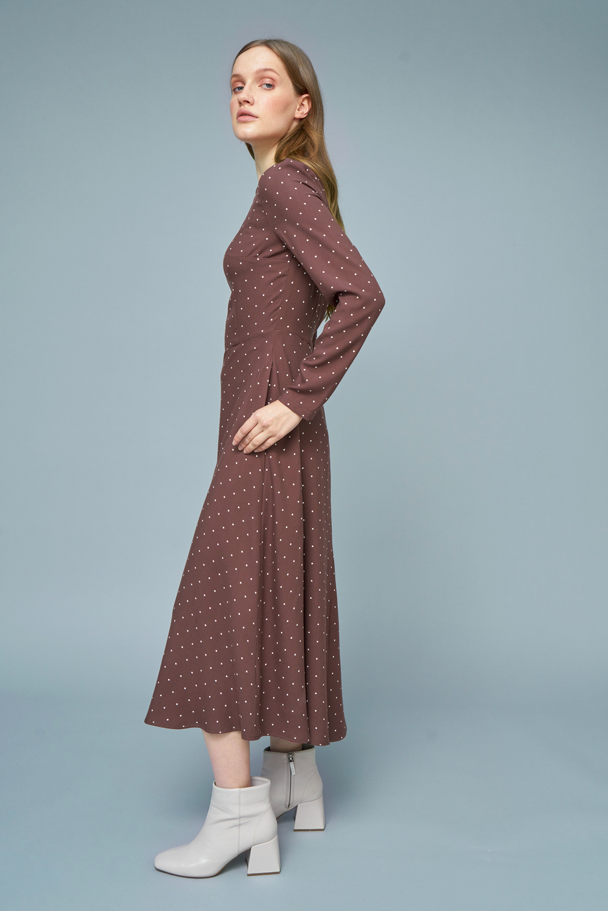 Brown midi dress with print, photo 5