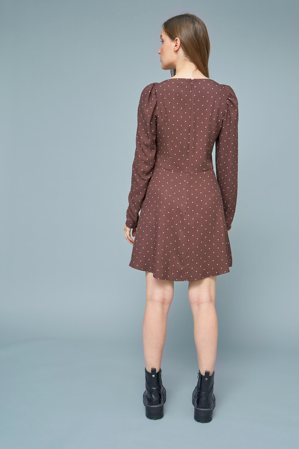 Brown viscose mini dress with print, photo 3