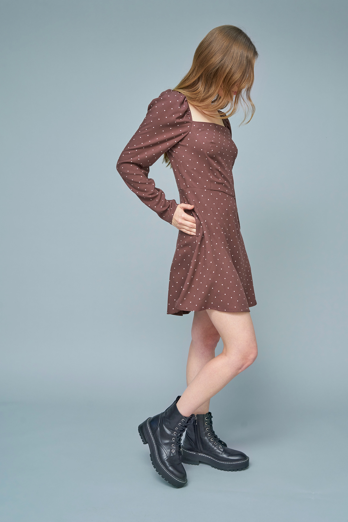 Brown viscose mini dress with print, photo 4