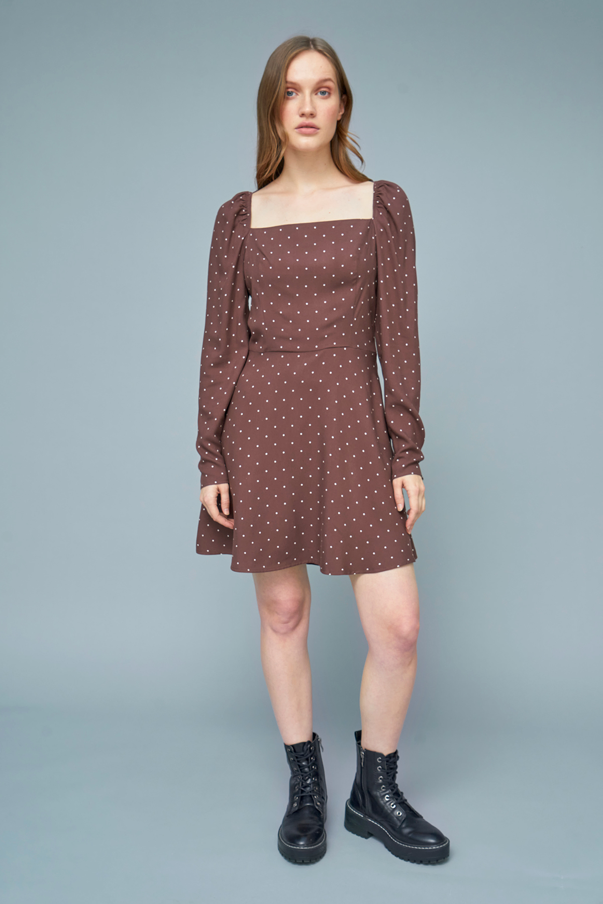 Brown viscose mini dress with print, photo 5