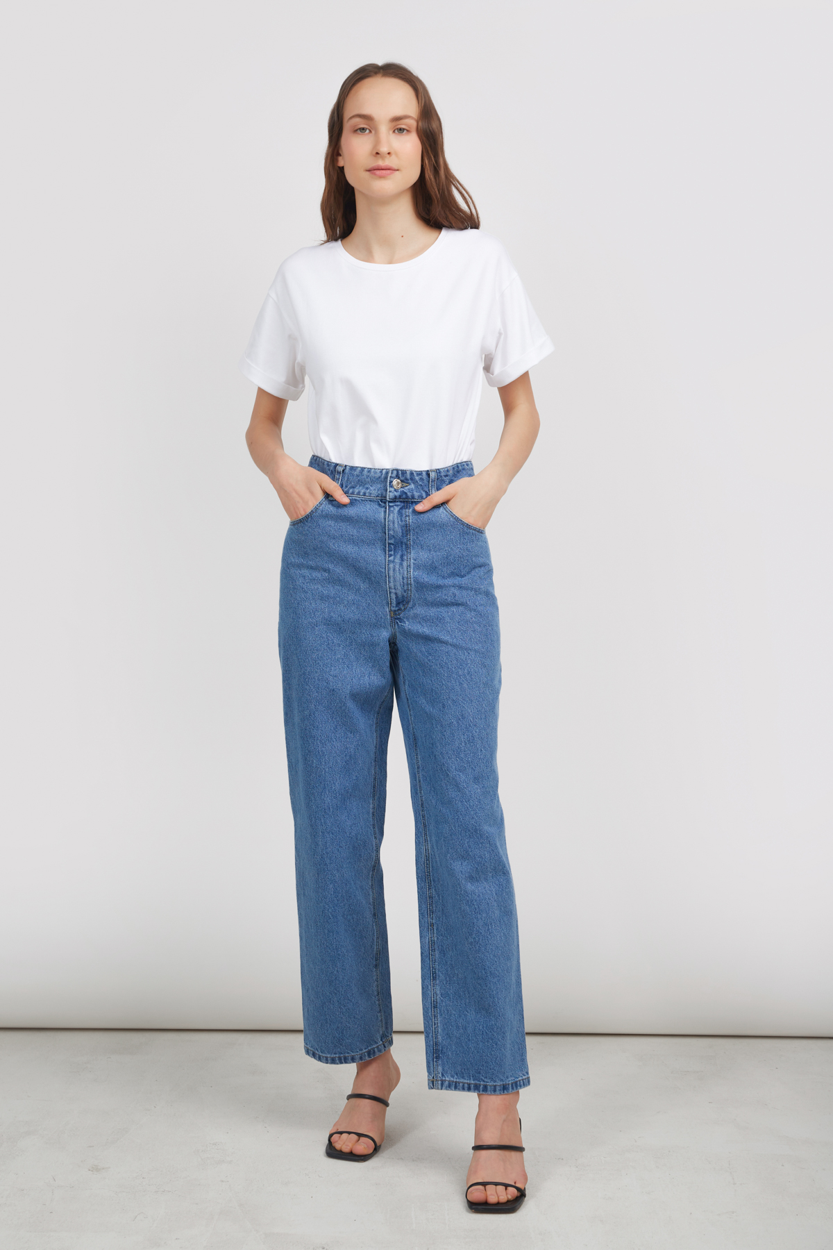 Blue straight-cut jeans, photo 1