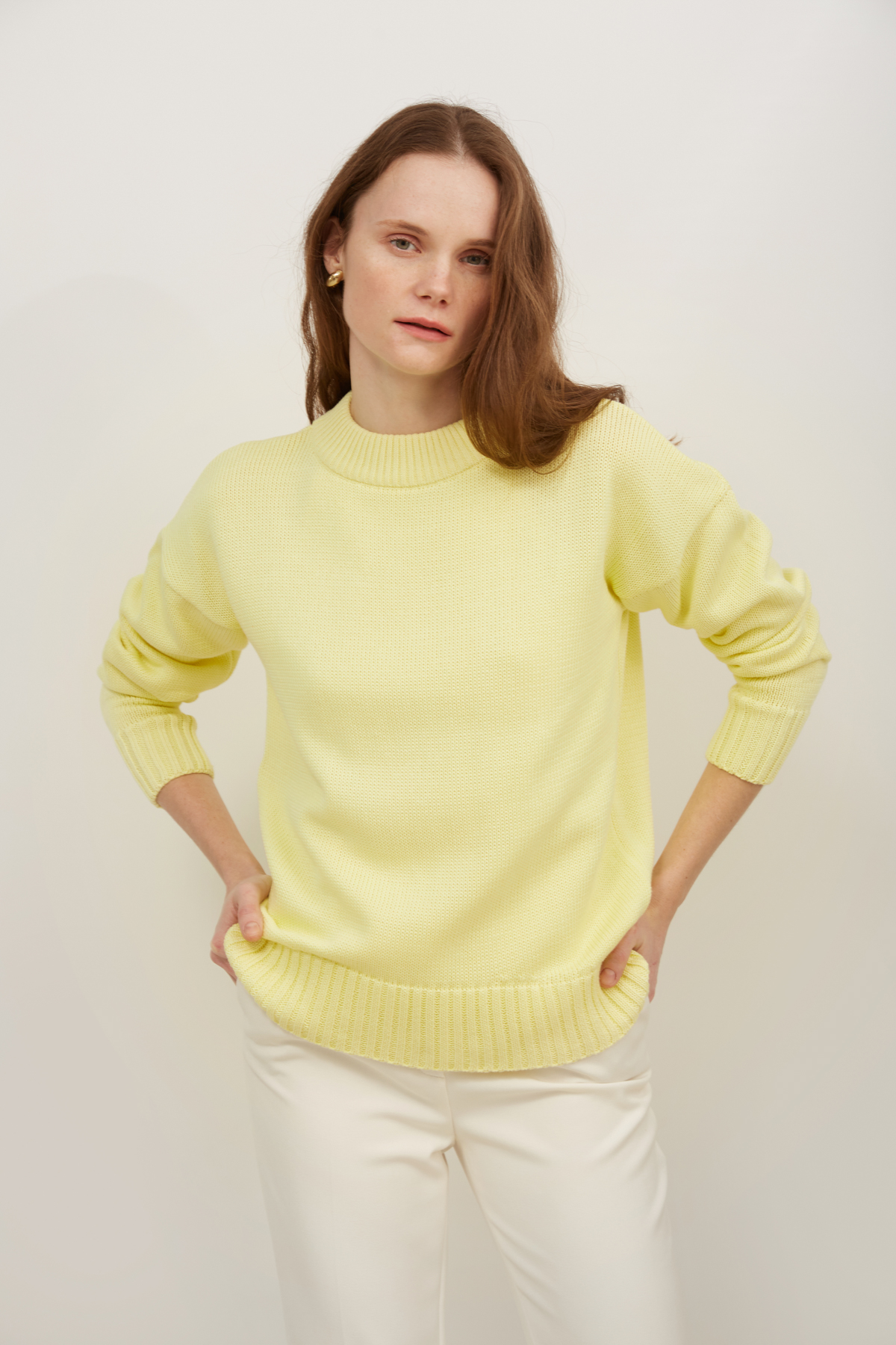 Бавовняний светр лимонного кольору, фото 1