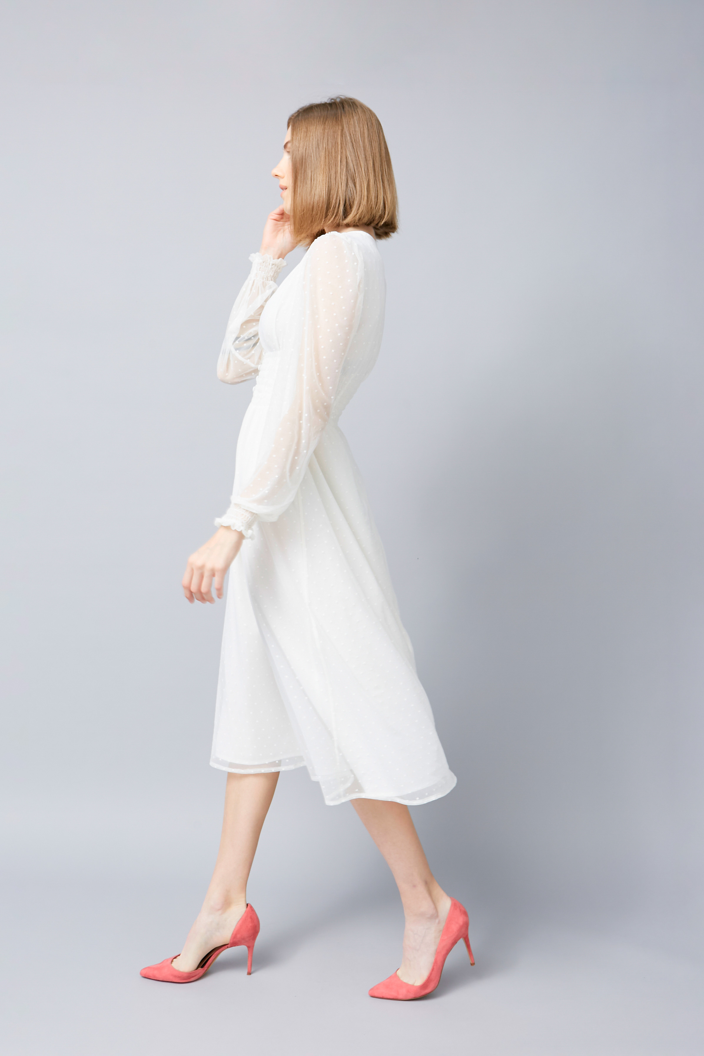 Сукня міді молочного кольору з сітки , фото 3