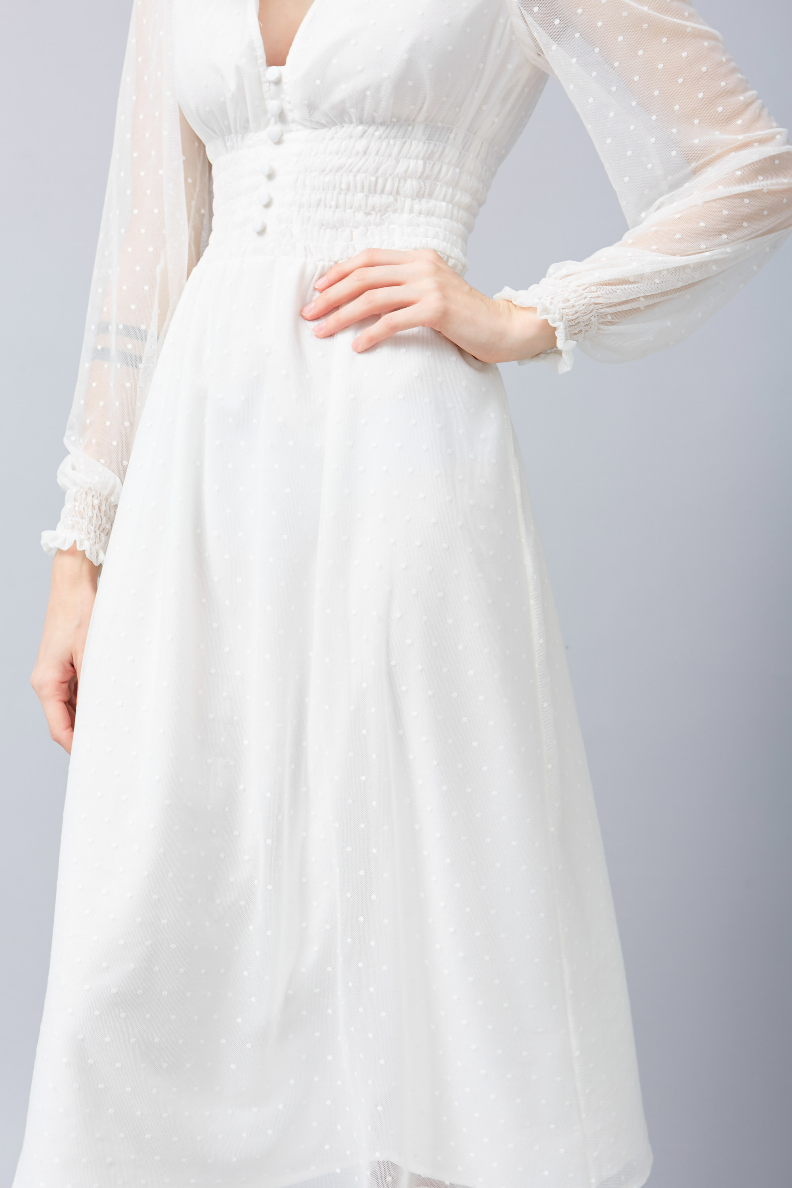 Сукня міді молочного кольору з сітки , фото 6