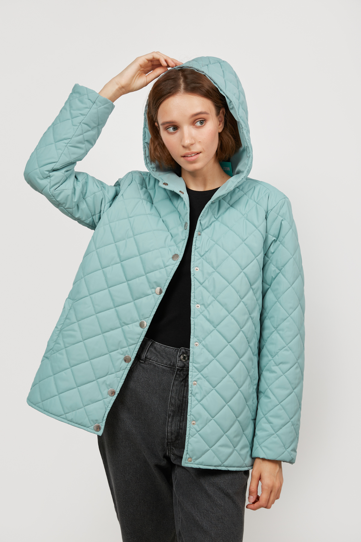 Mint puffer jacket with a hood , photo 1