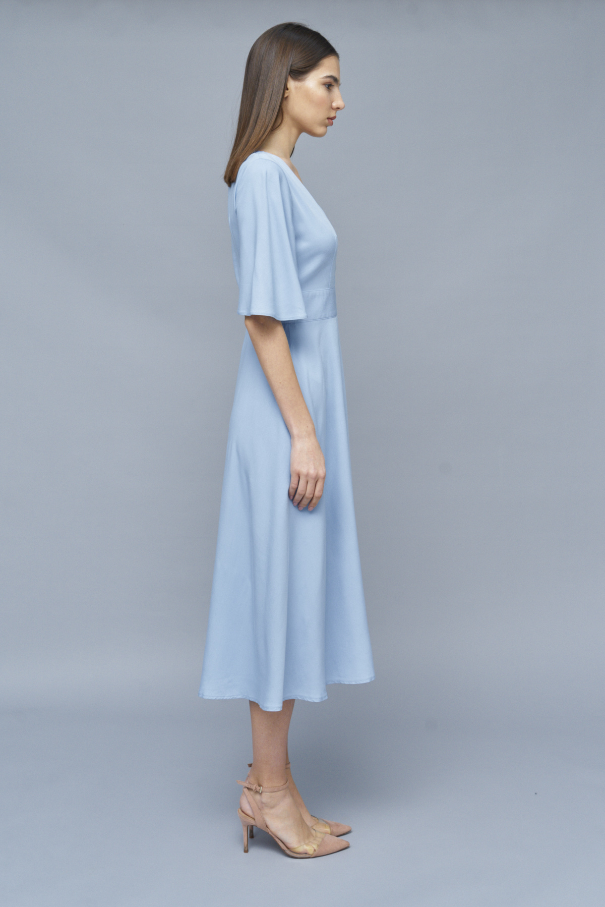 Blue fitted viscose dress, photo 2