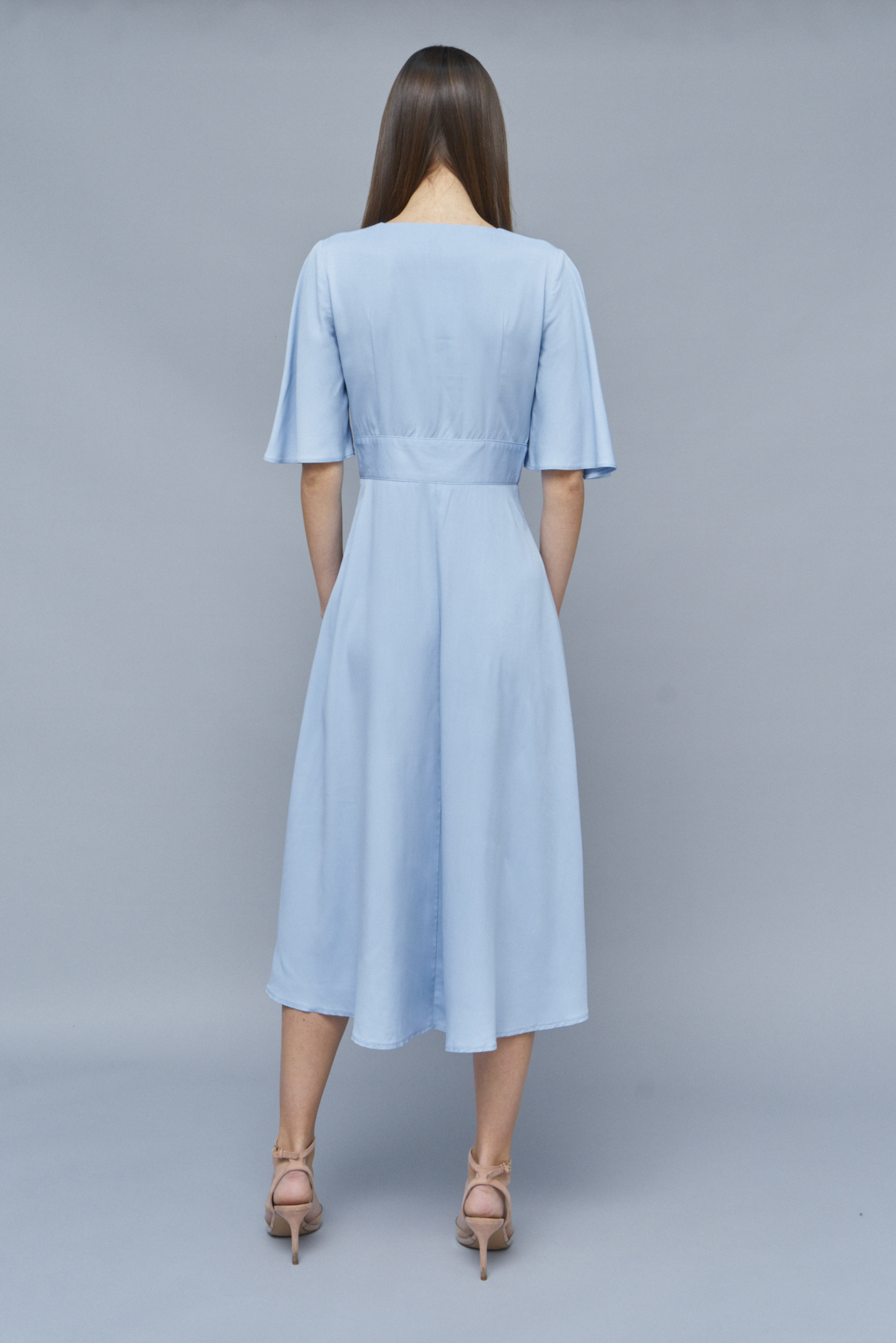 Блакитна сукня приталеного силуету з віскози, фото 3